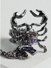 Bejeweled Scorpion Double Ring, HEMATITE, alternate