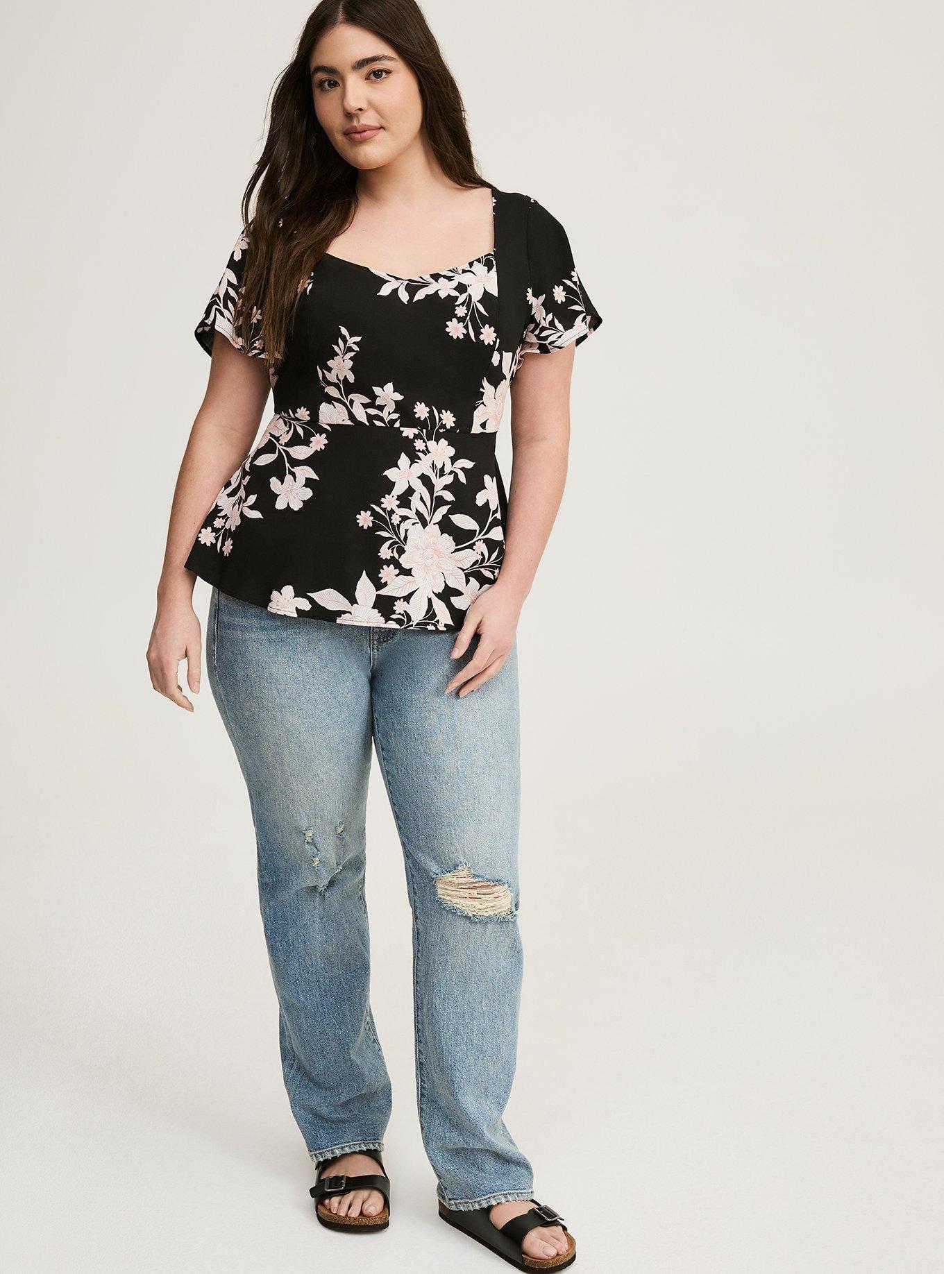 Plus Size - Challis Peplum Sweetheart Top - Torrid