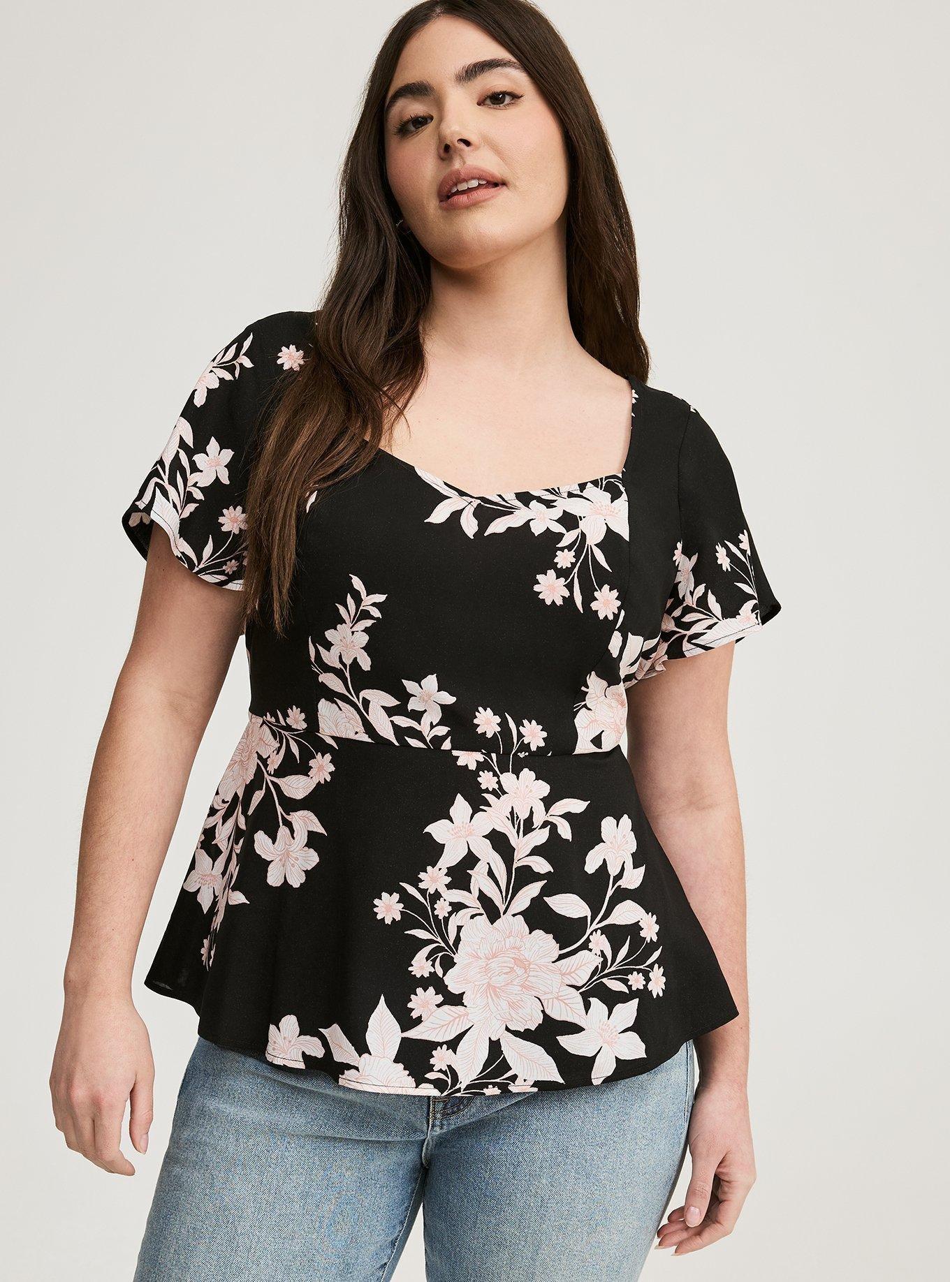 Challis Peplum Sweetheart Top