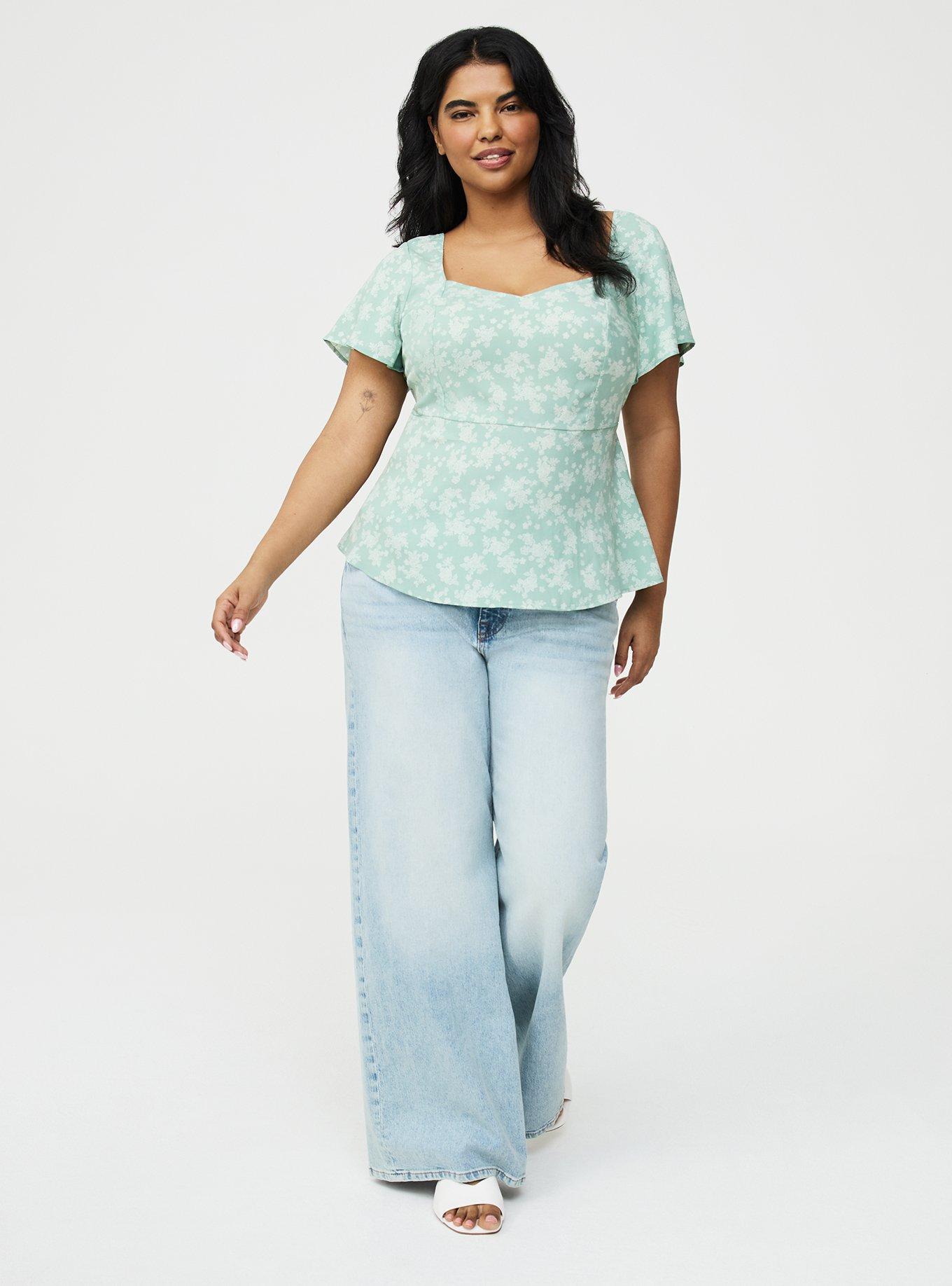 Sweetheart Flutter Sleeve Peplum Top