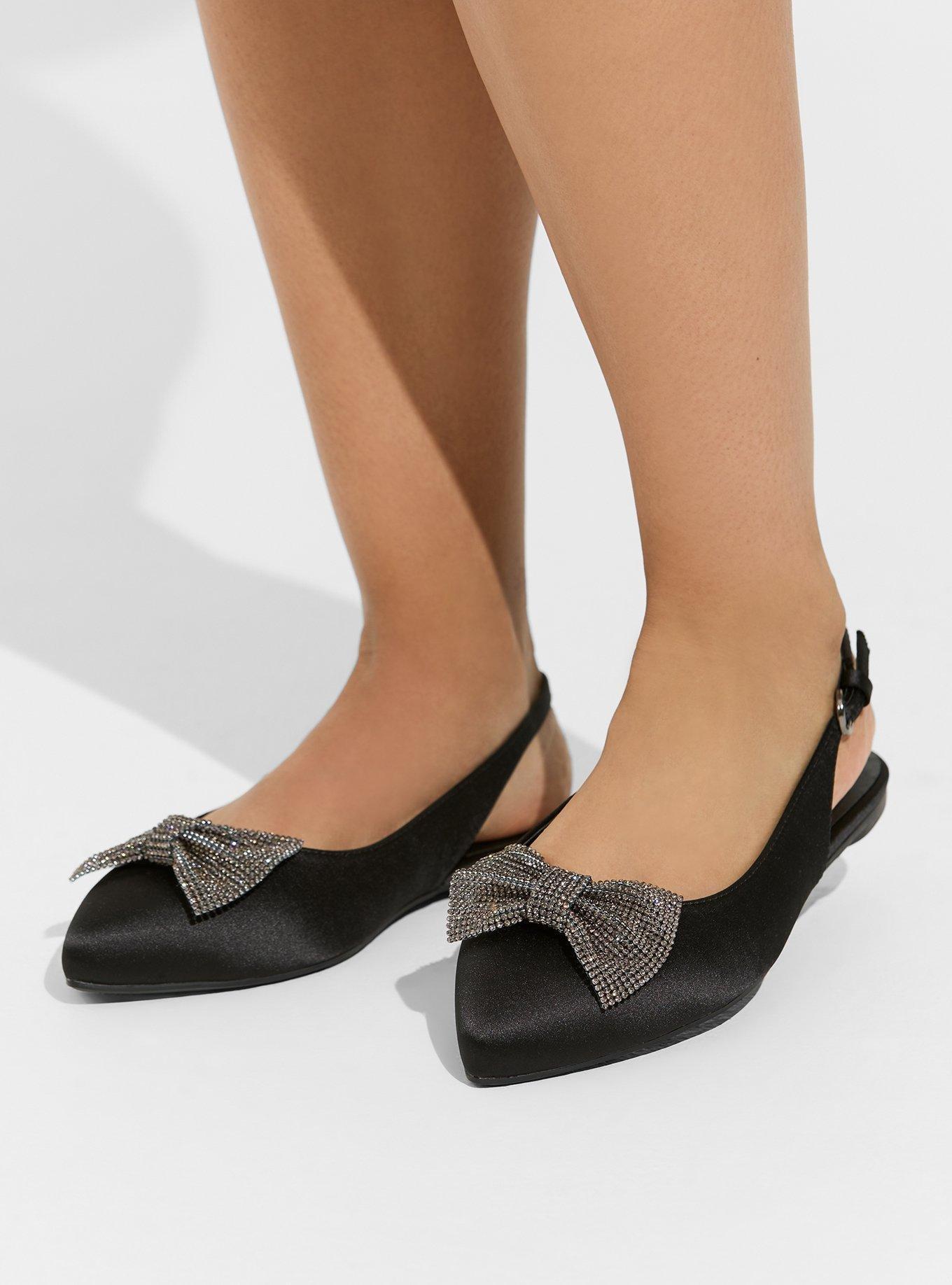 Plus Size - Embellished Bow Pointed Toe Slingback (WW) - Torrid