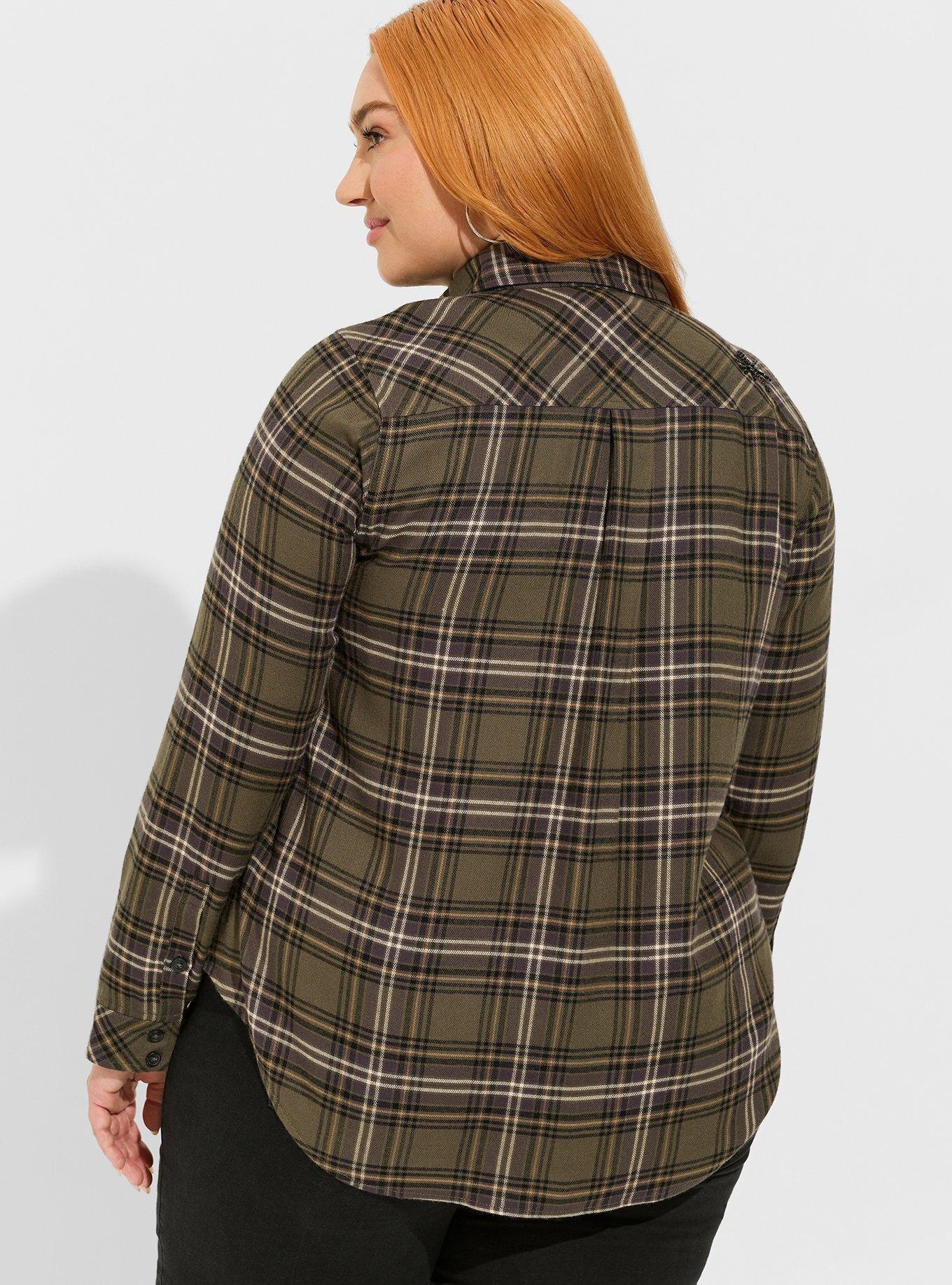 Lizzie Softest Flannel Embellished Button-Up Long Sleeve Shirt