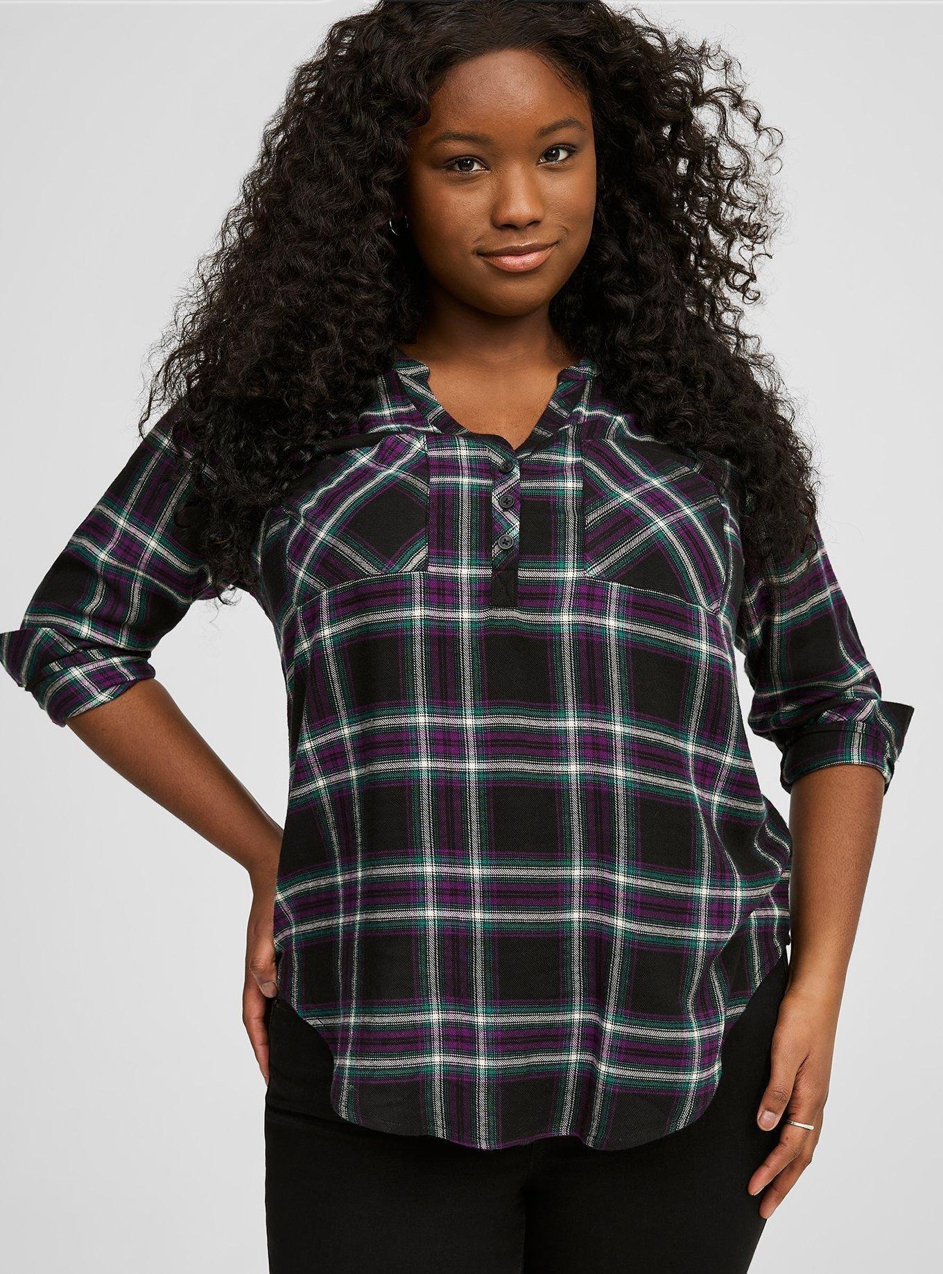 Torrid Plaid Flannel Shacket Button Up Pockets Cinched Waist Berry shops Size 4X New