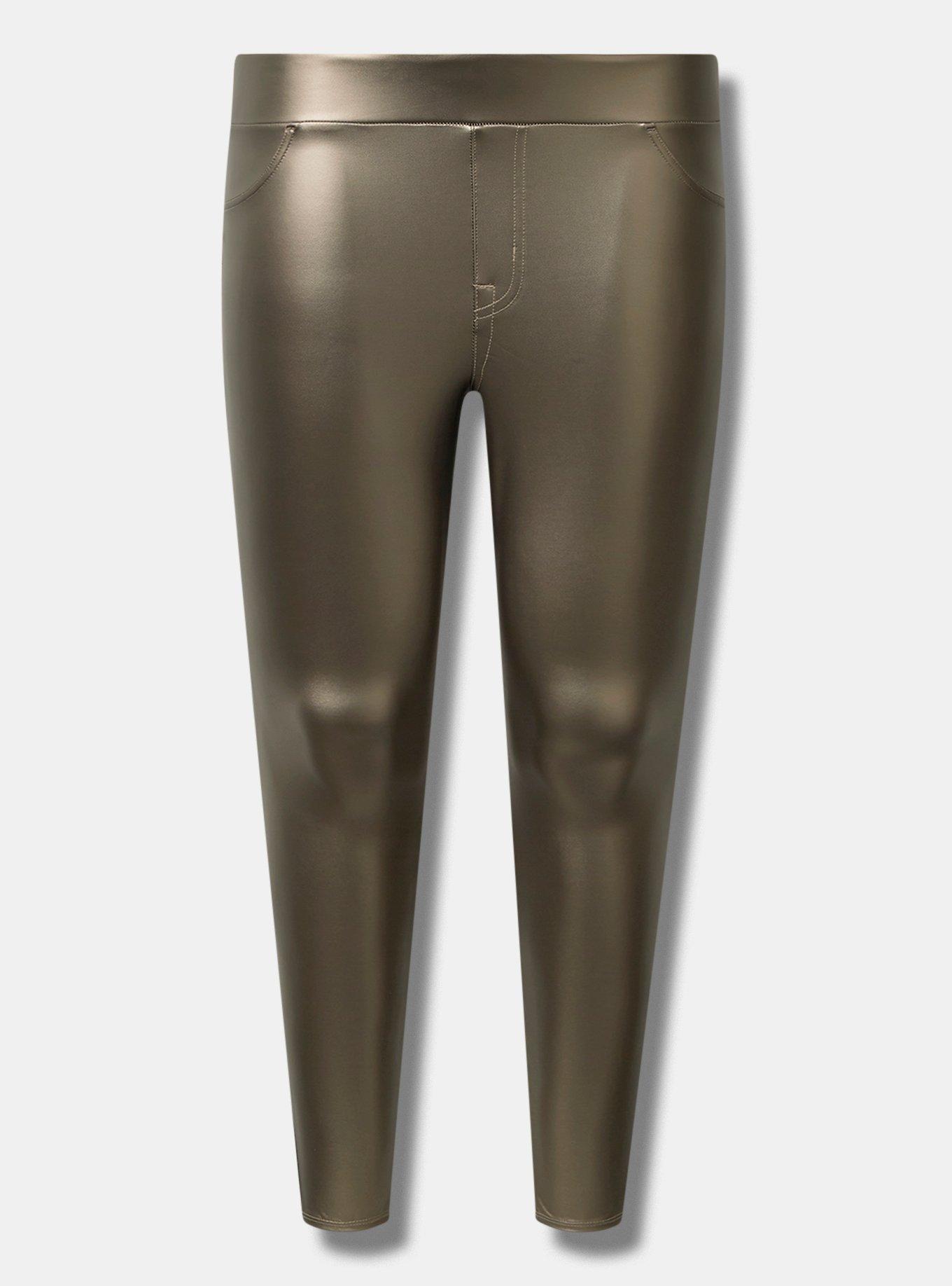 Full Length Signature Waist Pocket Shiny Faux Leather Legging