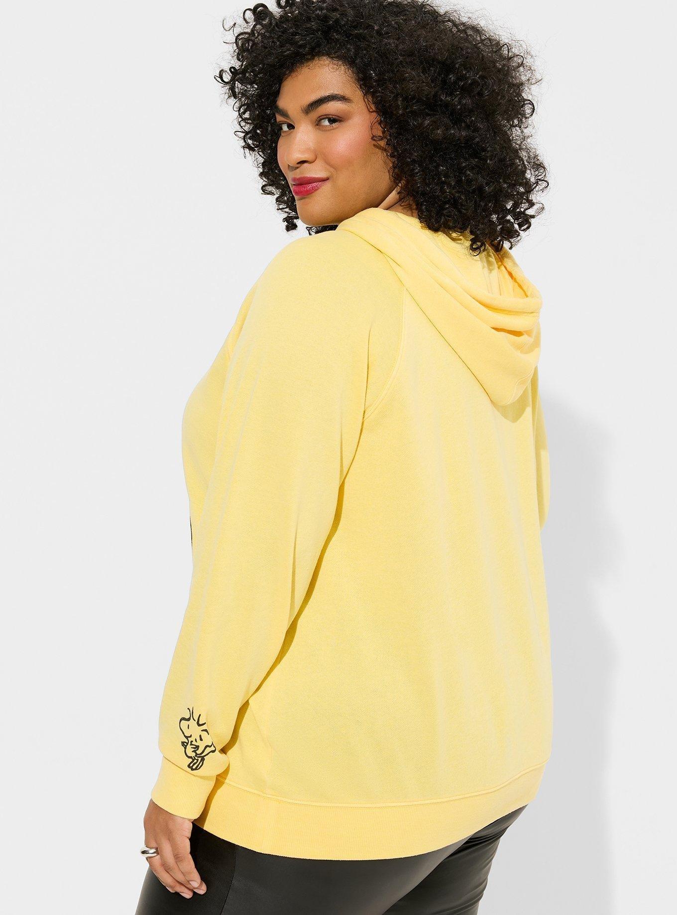 Plus Size Peanuts Snoopy Cozy Fleece Hoodie, YELLOW, alternate