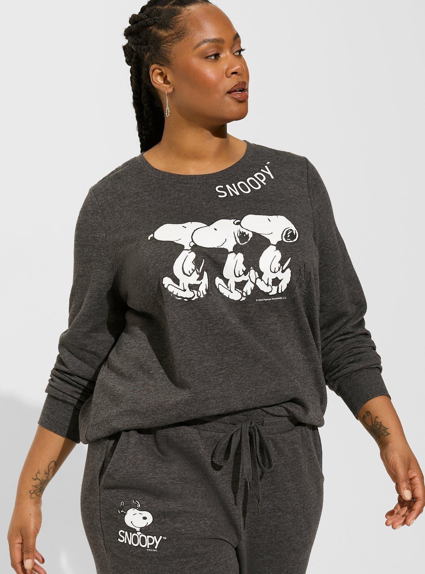 Plus Size - Peanuts Snoopy Cozy Fleece Crew Neck Sweatshirt - Torrid