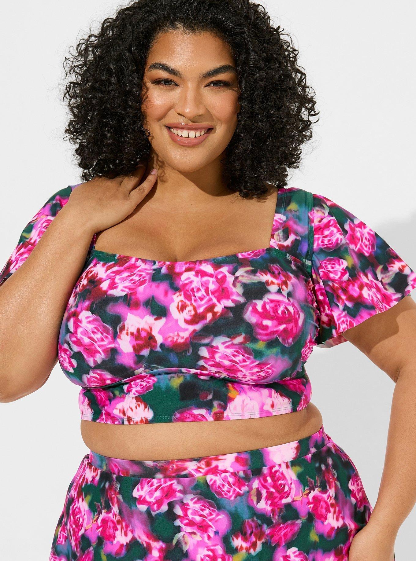 Plus Size - Retro Wireless Flutter Sleeve Bikini Top - Torrid