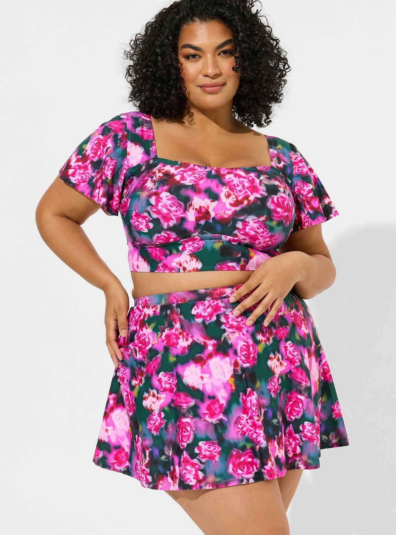 Plus Size - High-Rise Long Skater Swim Skirt With Brief - Torrid