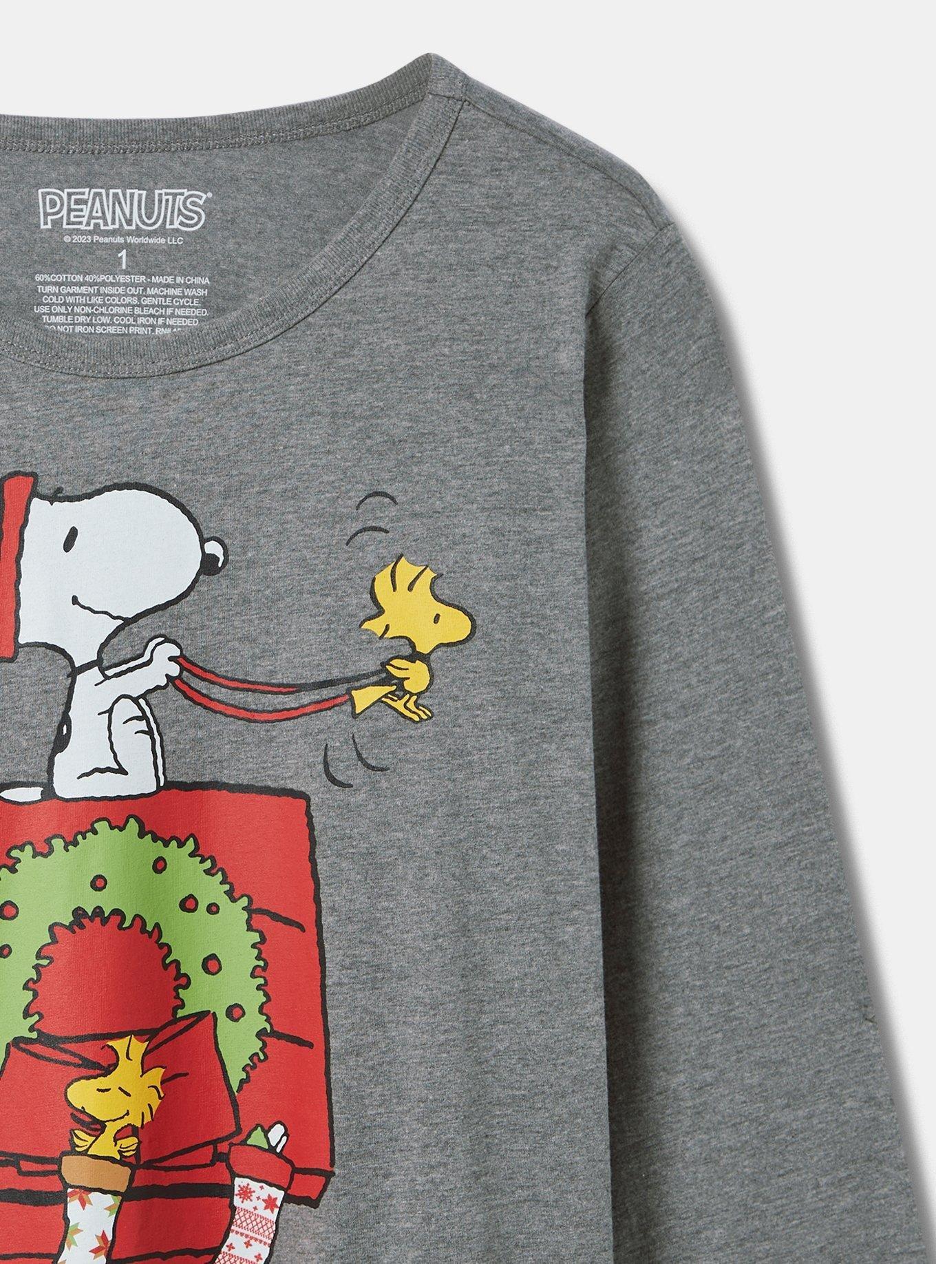 Peanuts Christmas Classic Fit Cotton Long Sleeve Tee, MEDIUM HEATHER GREY, alternate