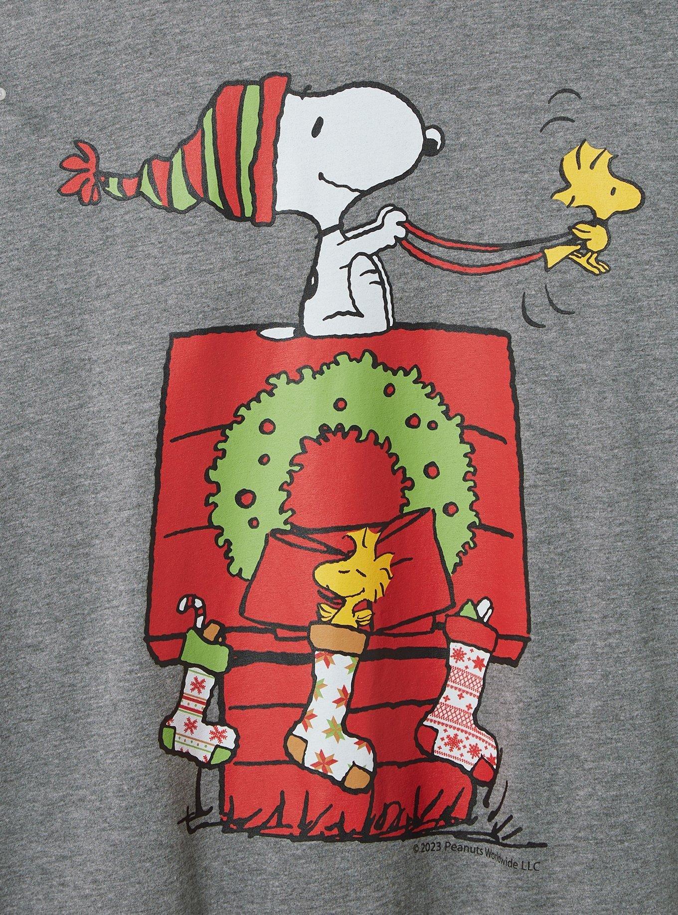 Peanuts Christmas Classic Fit Cotton Long Sleeve Tee, MEDIUM HEATHER GREY, alternate