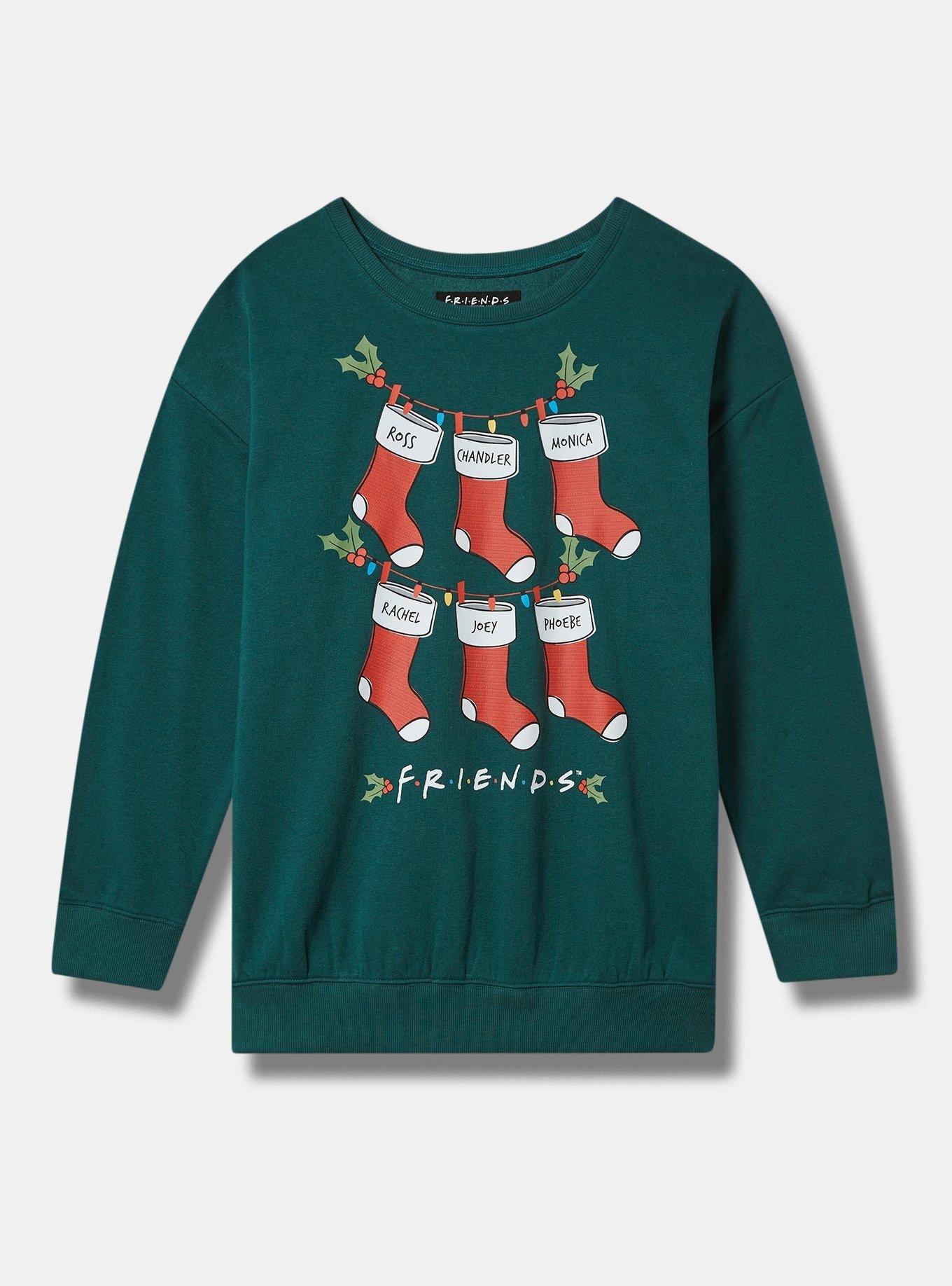 Plus Size Friends Xmas Cozy Fleece Crew Drop Shoulder Sweatshirt