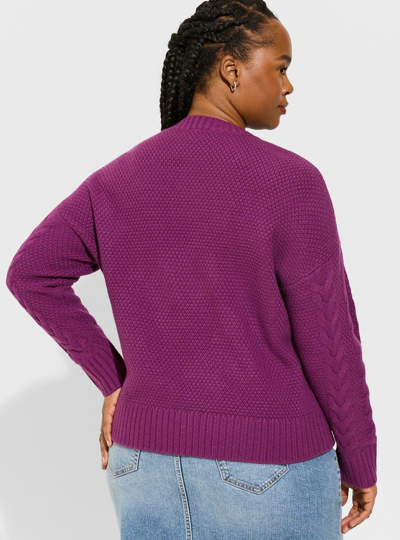 Cable Crop Pullover Sweater, PHLOX, alternate