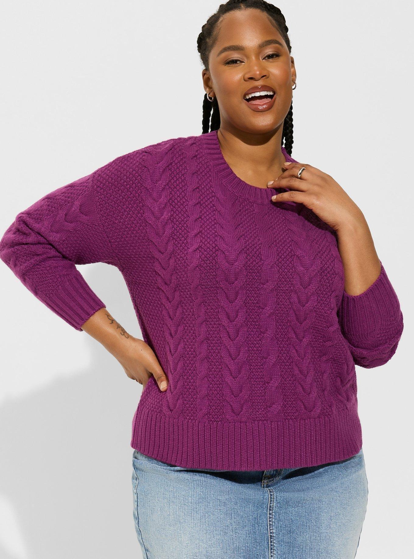 Plus Size - Cable Crop Pullover Sweater - Torrid