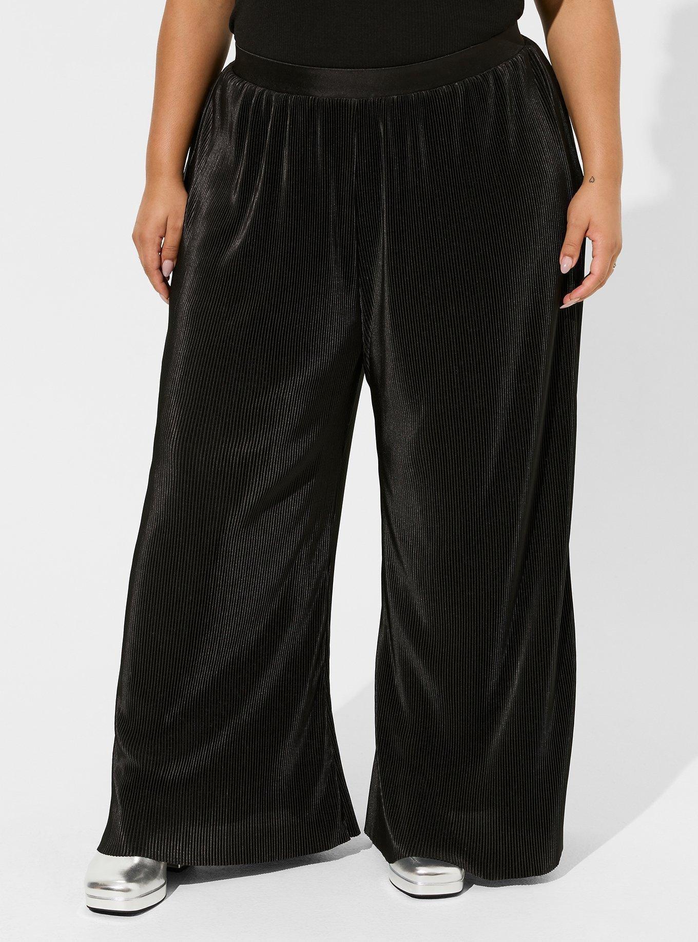 Pull On Wide Leg Plisse Pant, DEEP BLACK, alternate