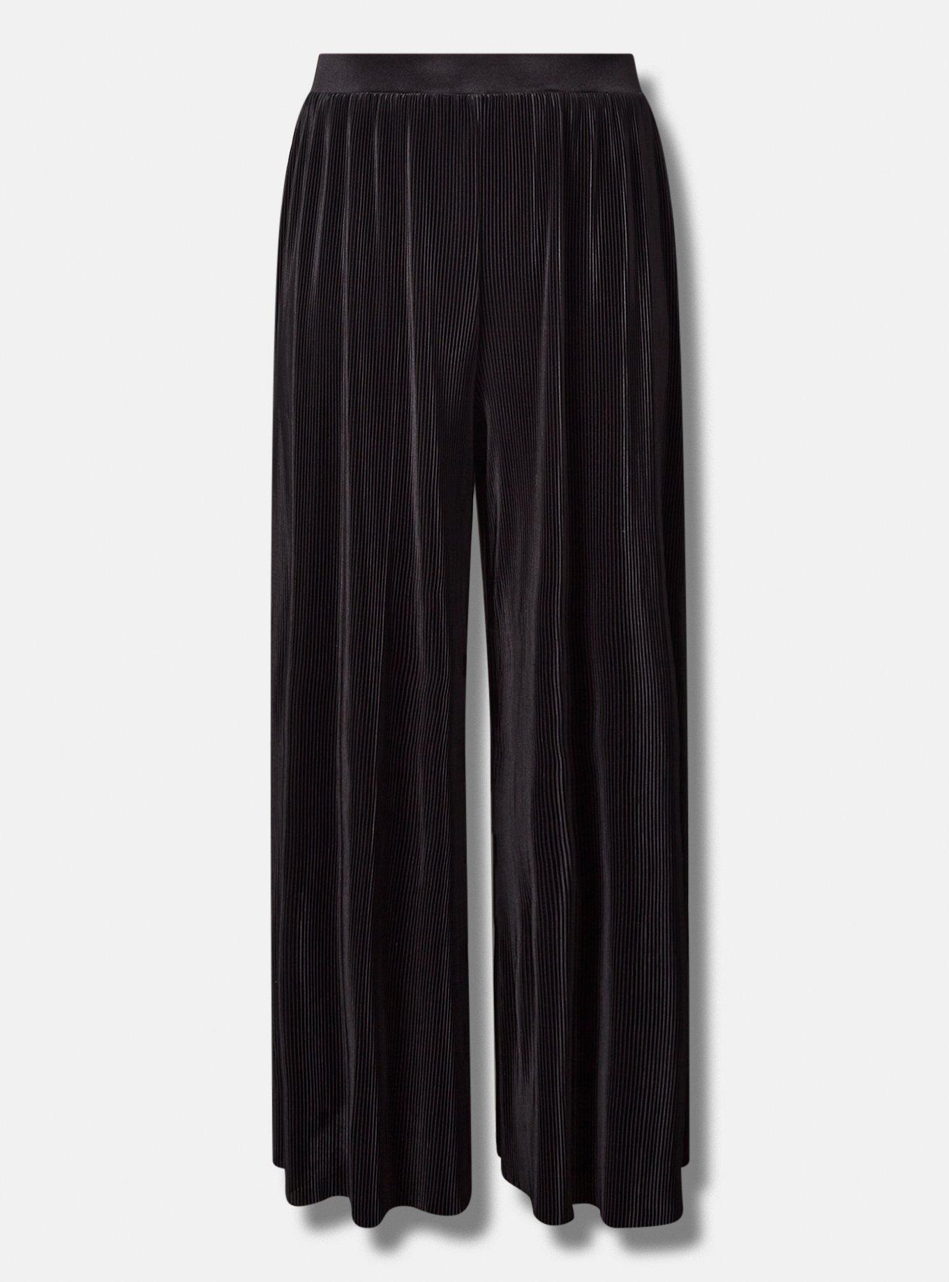 Pull On Wide Leg Plisse Pant, DEEP BLACK, hi-res