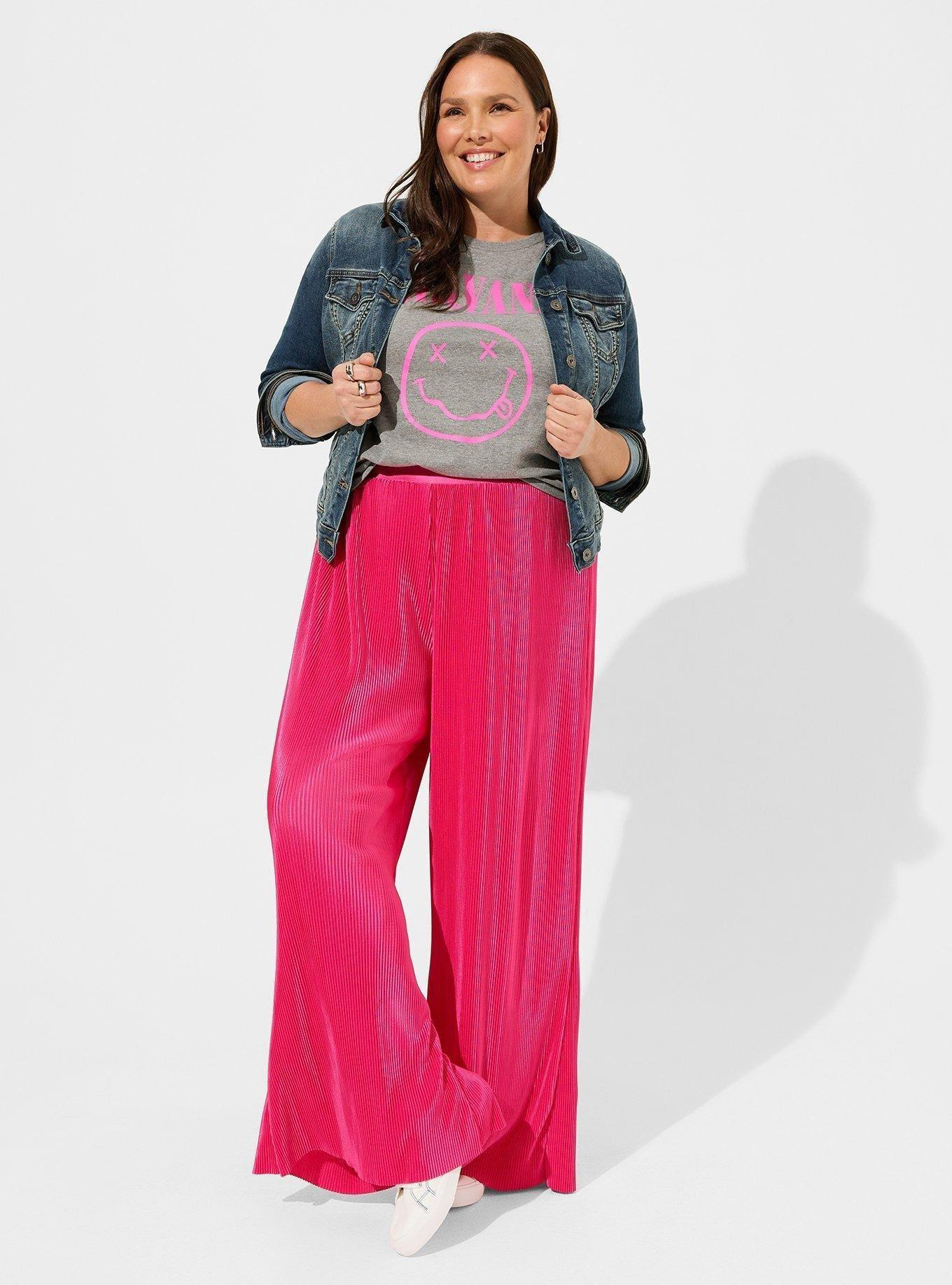 Pull On Wide Leg Plisse Pant