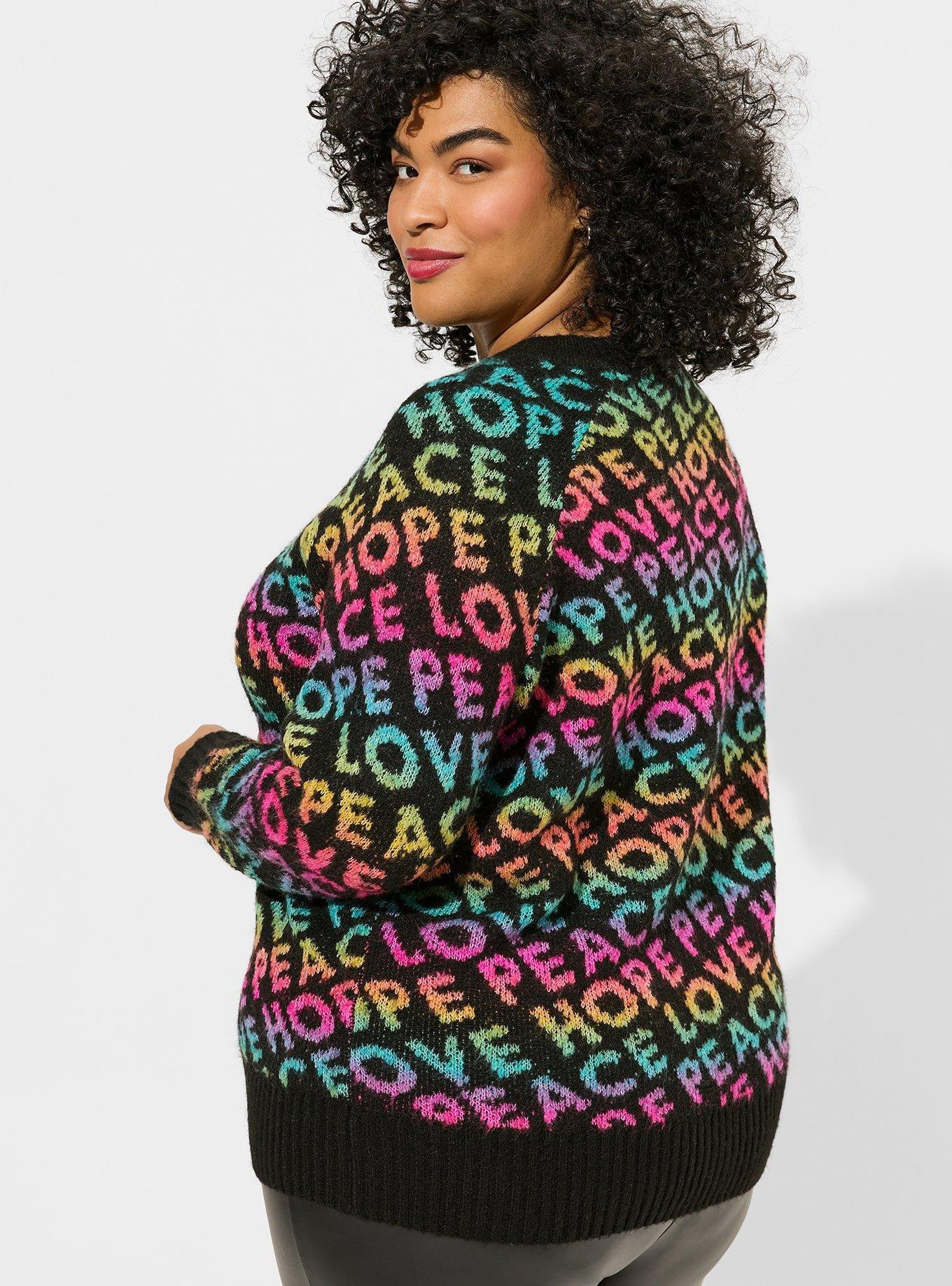 Peace Love Hope Vegan Cashmere Pullover Crew Sweater