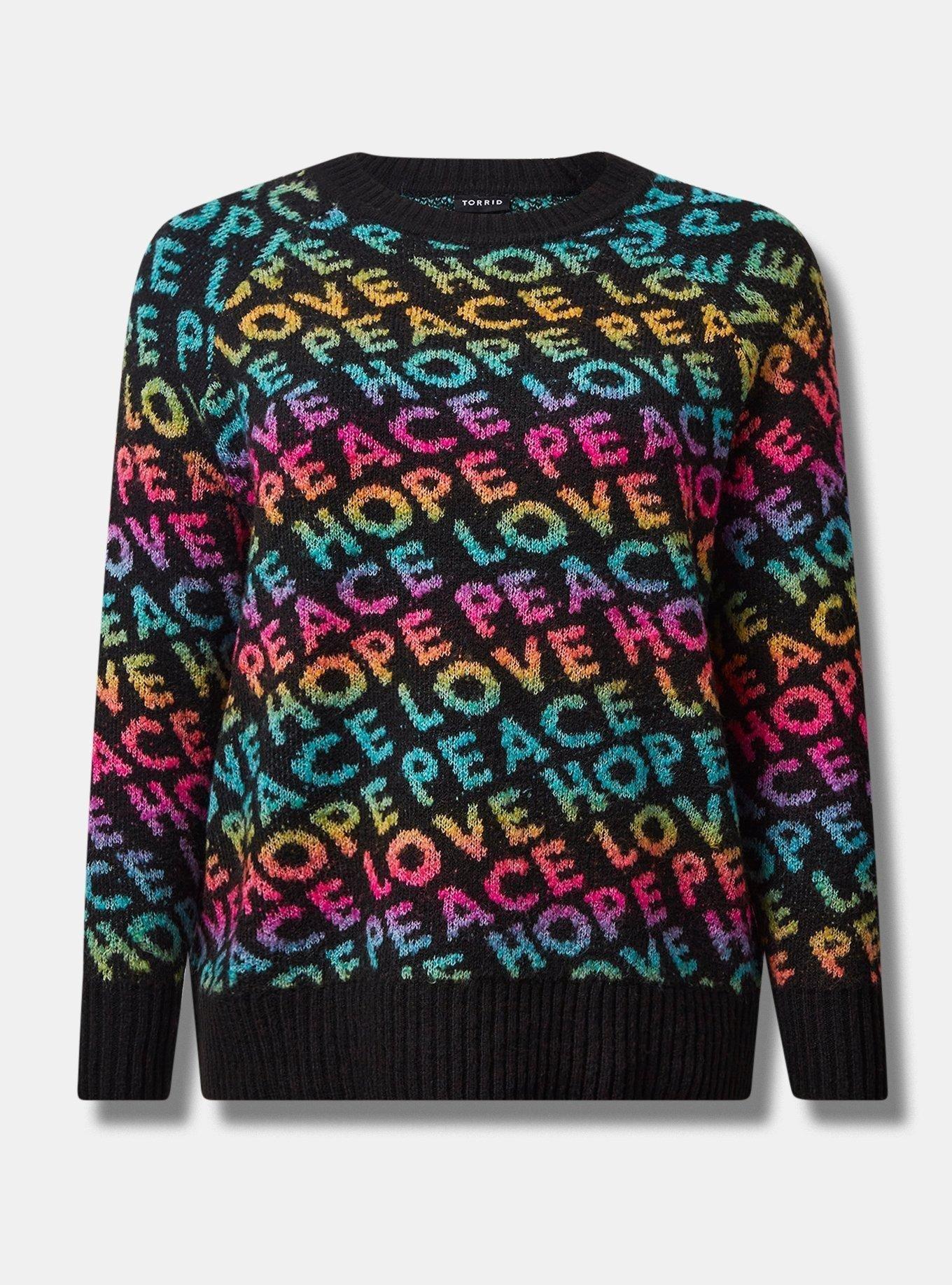 Peace Love Hope Vegan Cashmere Pullover Crew Sweater