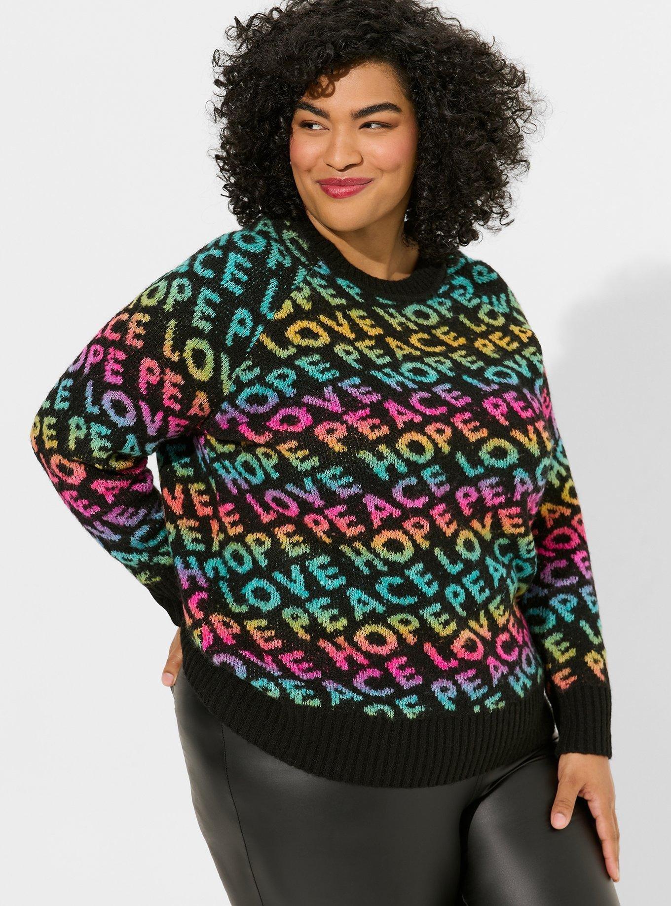 Peace Love Hope Vegan Cashmere Pullover Crew Sweater