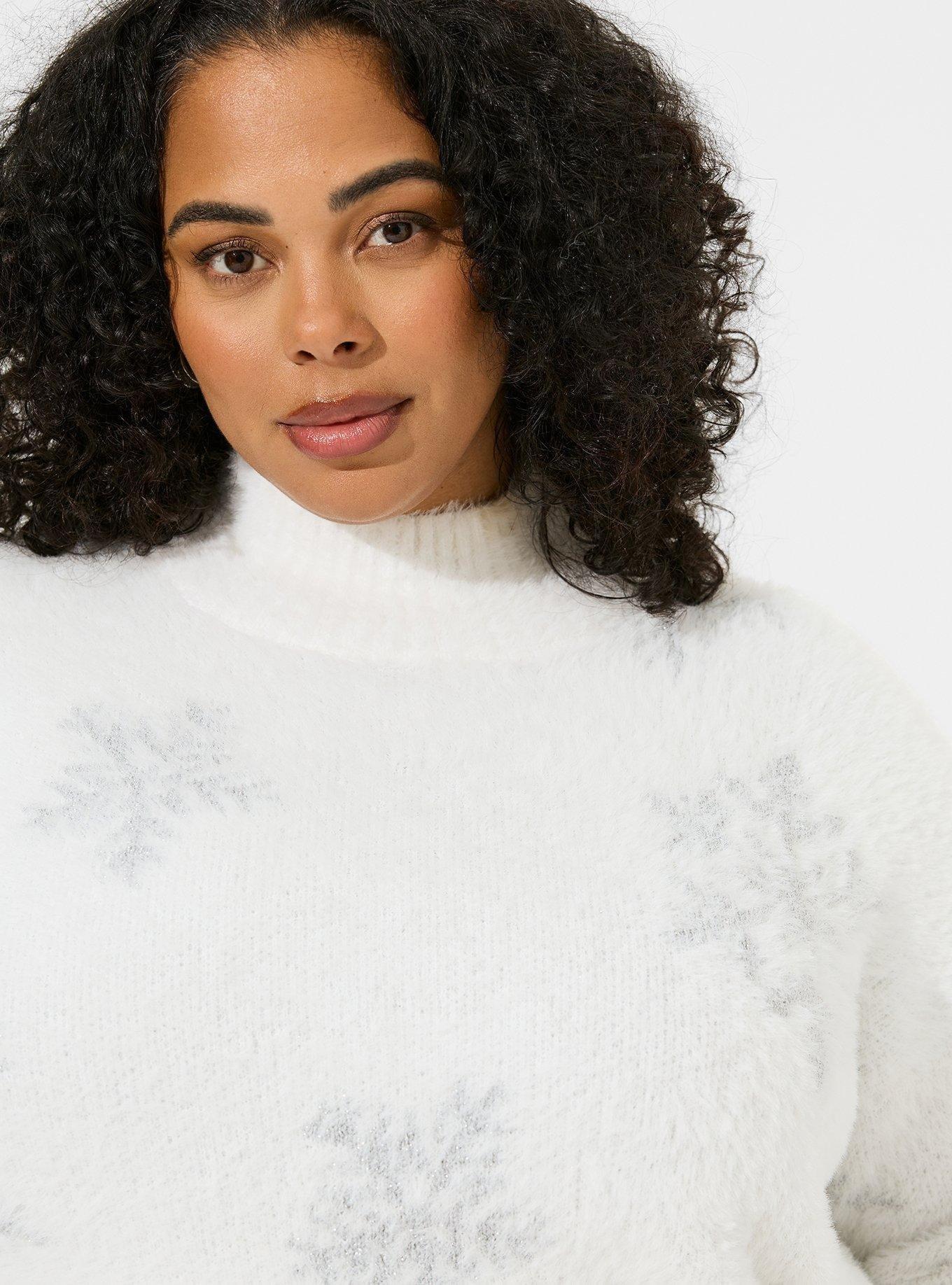 Daily Snuggle White Eyelash Knit Sweater