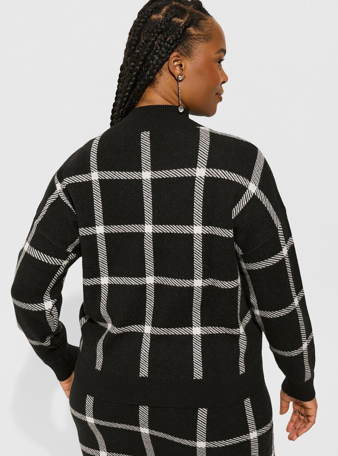 Pullover Turtleneck Sweater, DEEP BLACK WINDOWPANE, alternate