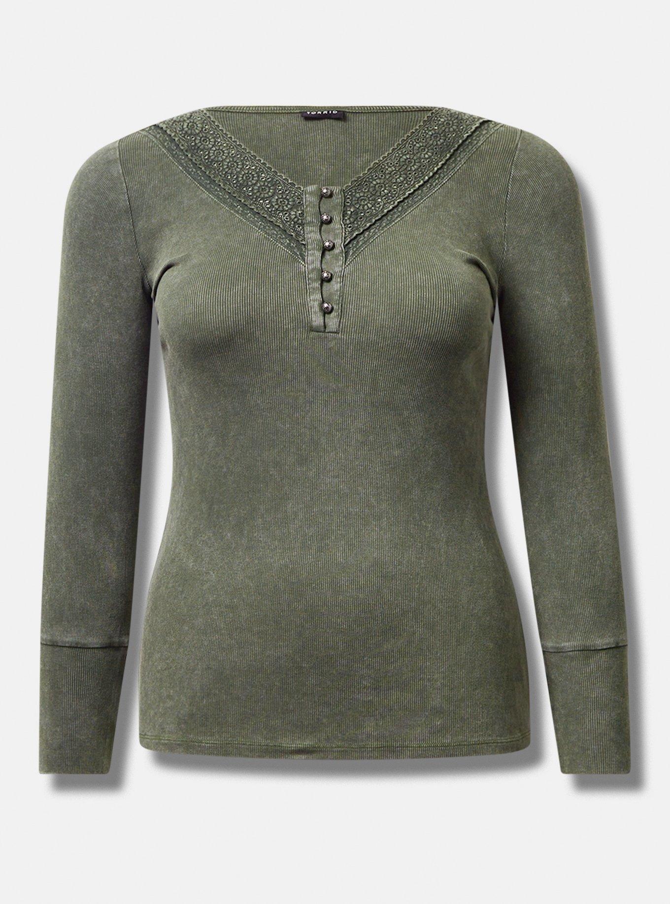Gilded Intent Ribbed Henley Cropped Top - Women's Shirts/Blouses