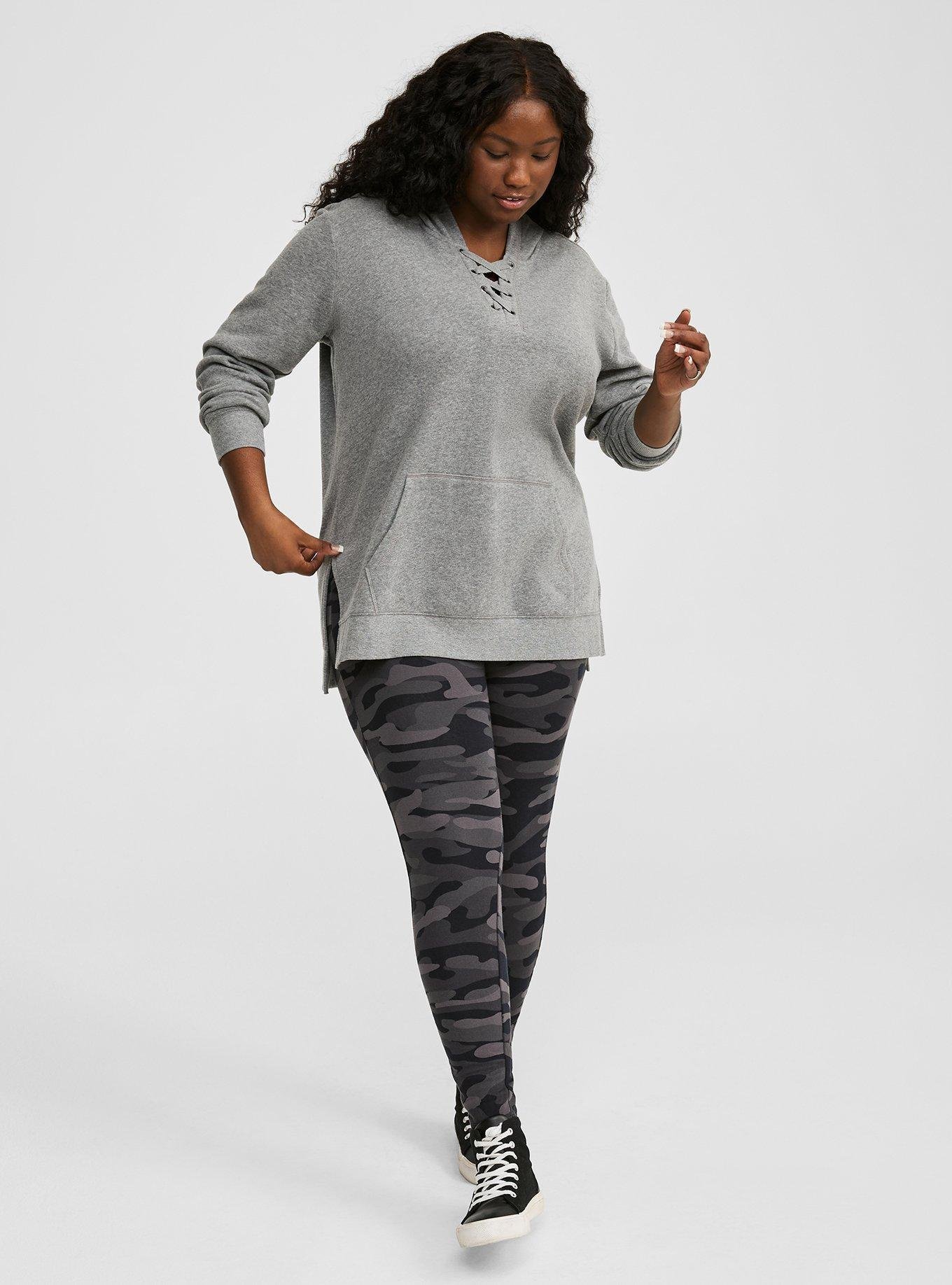 Plus Size - Cozy Fleece Lace Up Side Slit Hooded Sweatshirt - Torrid