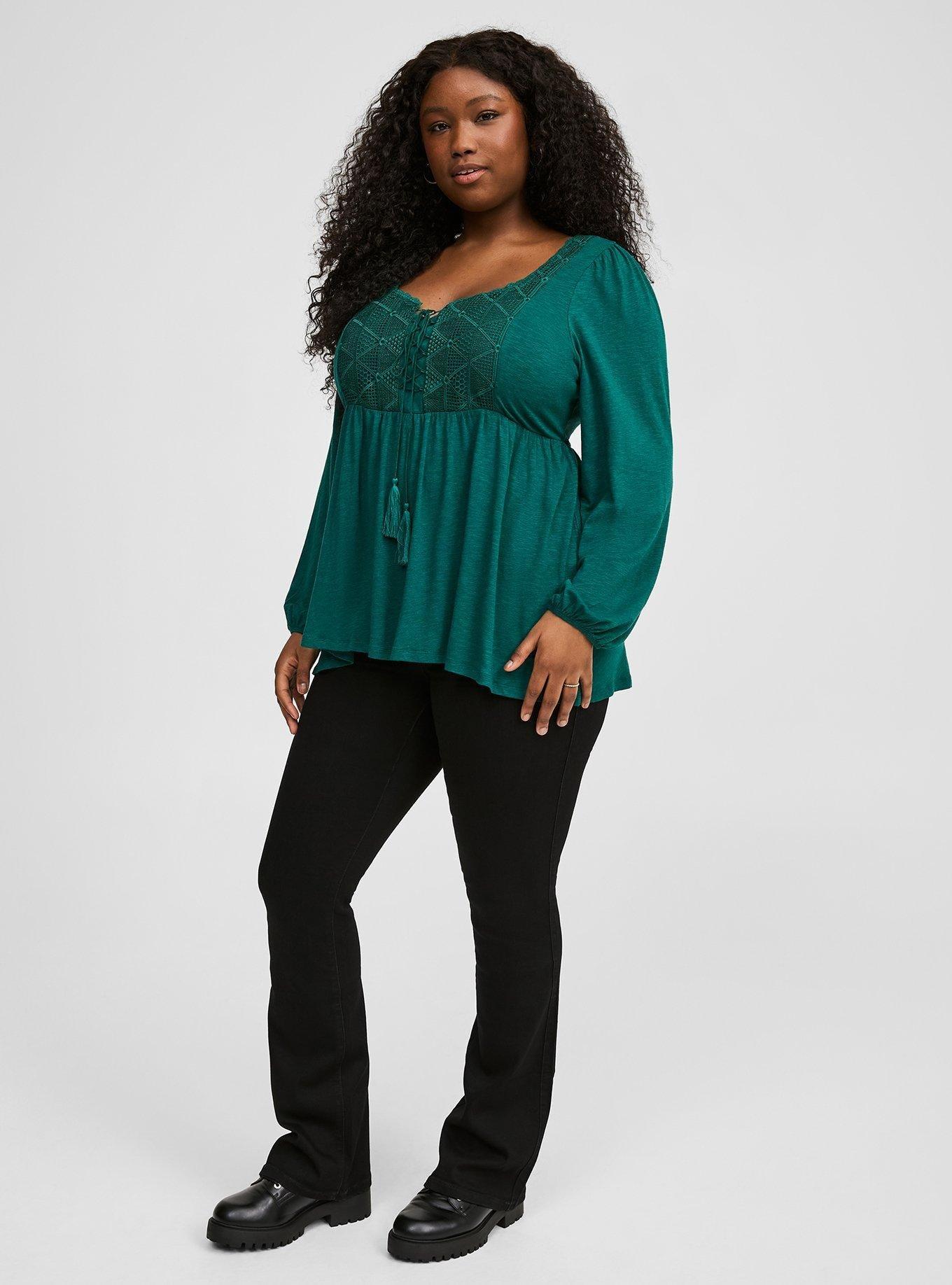 Super Soft Slub Sweetheart Lace Up Peplum Top 