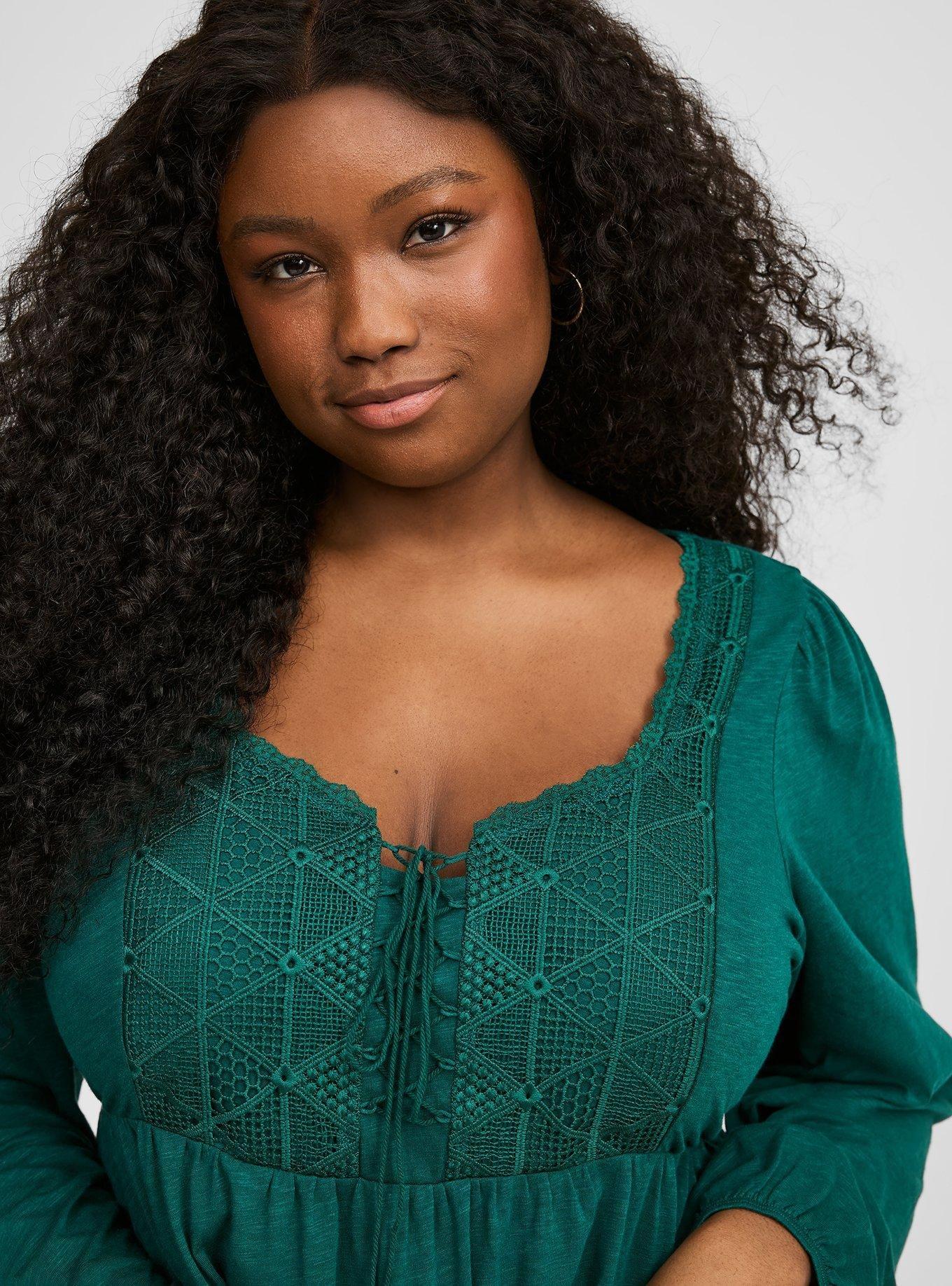 Super Soft Slub Sweetheart Lace Up Peplum Top 