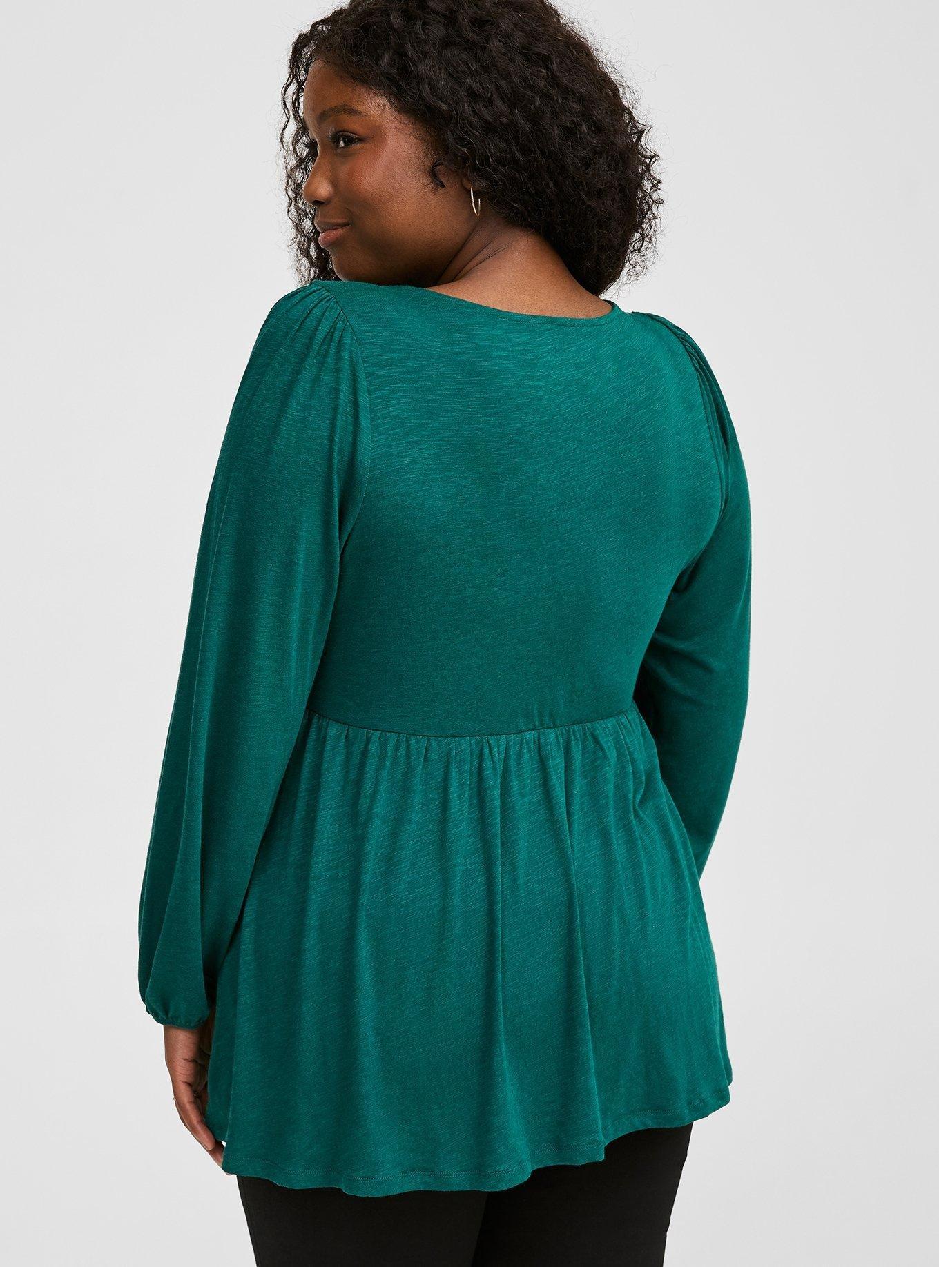 Super Soft Slub Sweetheart Lace Up Peplum Top 