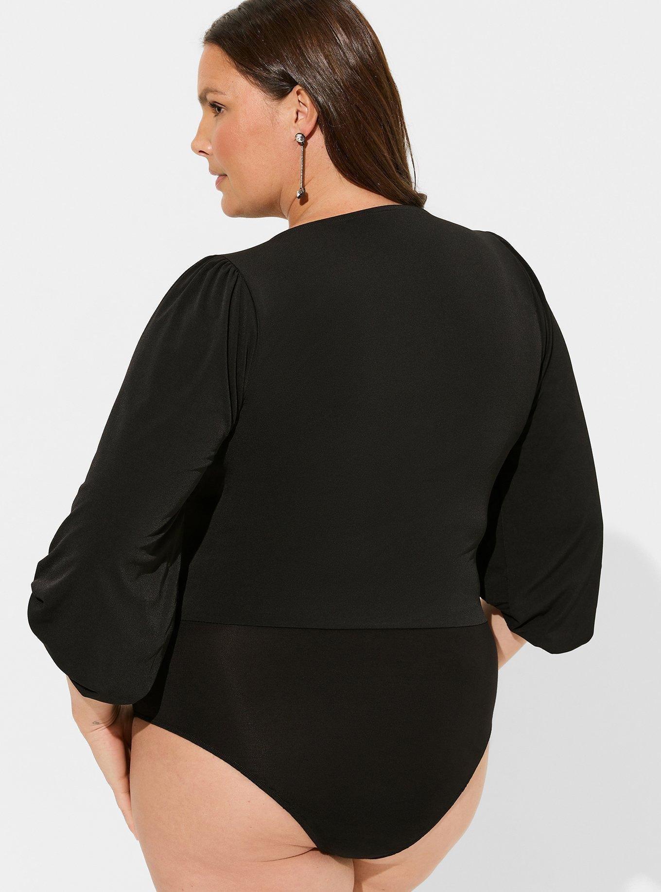 Plus Size - Foxy Double V-Neck Long Sleeve Bodysuit - Torrid