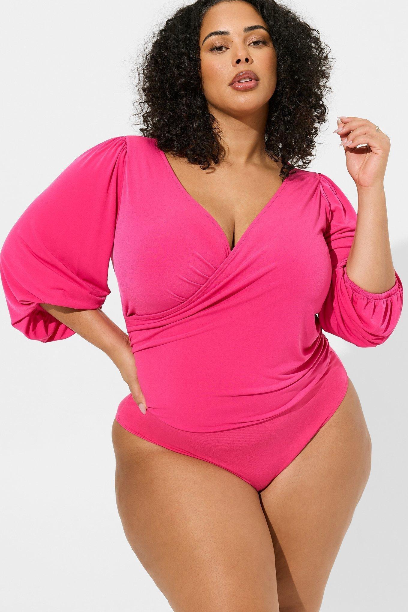 Studio Knit Surplice Long Sleeve Bodysuit 
