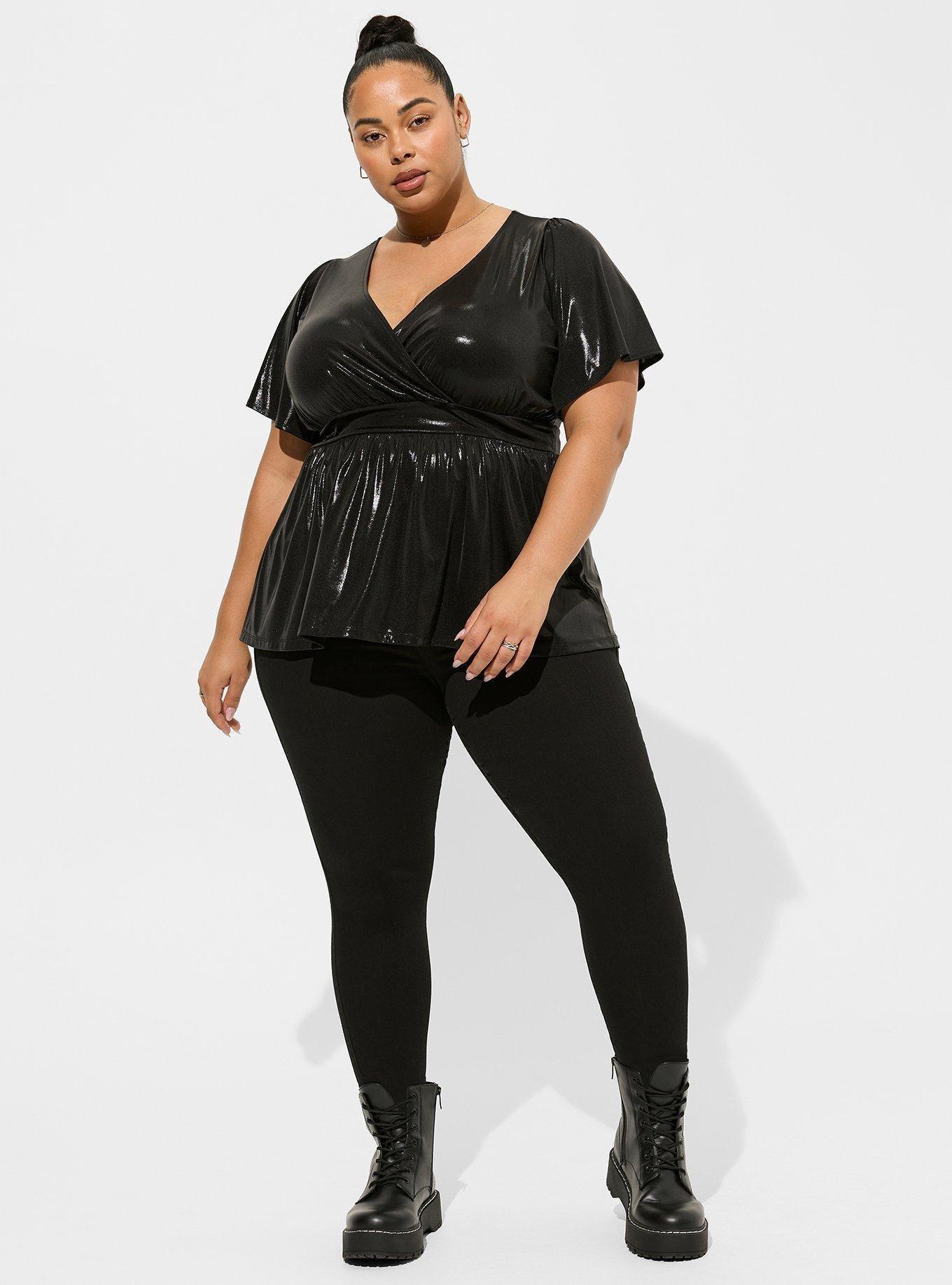 Plus Size - Liquid Shine Surplice Peplum Top - Torrid