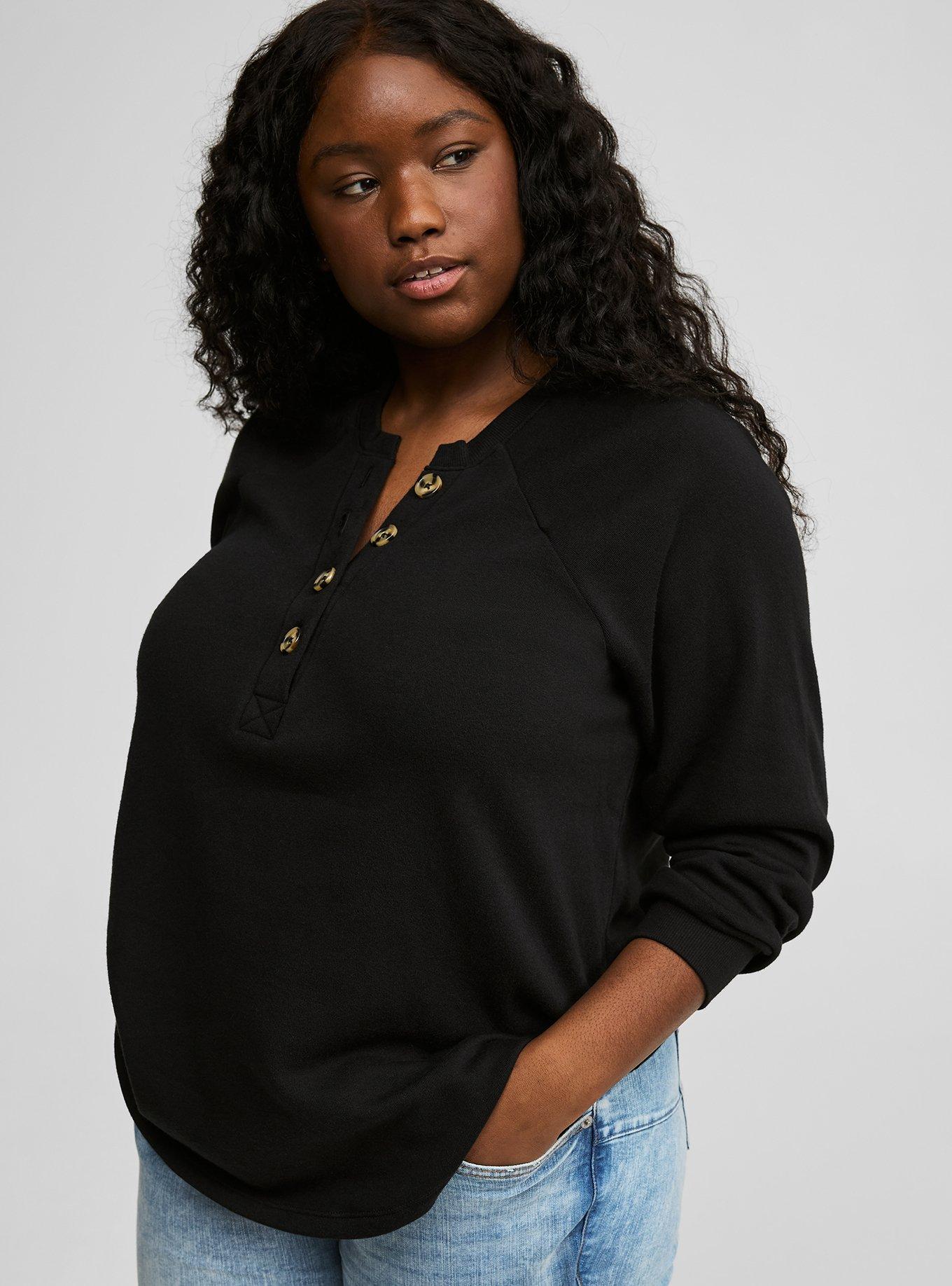 Woman Within Women's Plus Size Embroidered Henley Tee - 3X, Deep