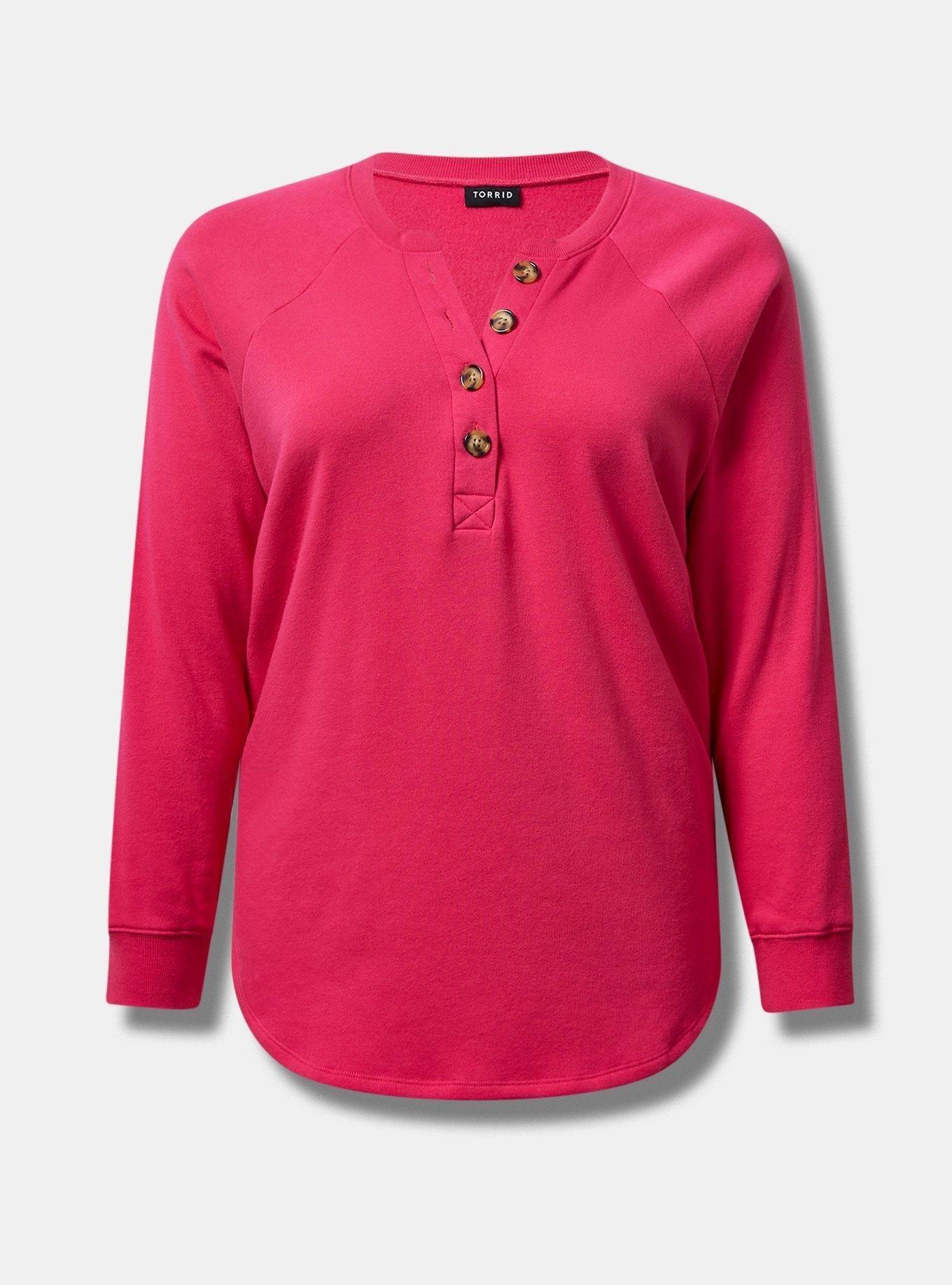 Plus Size - Cozy Fleece Henley Sweatshirt - Torrid