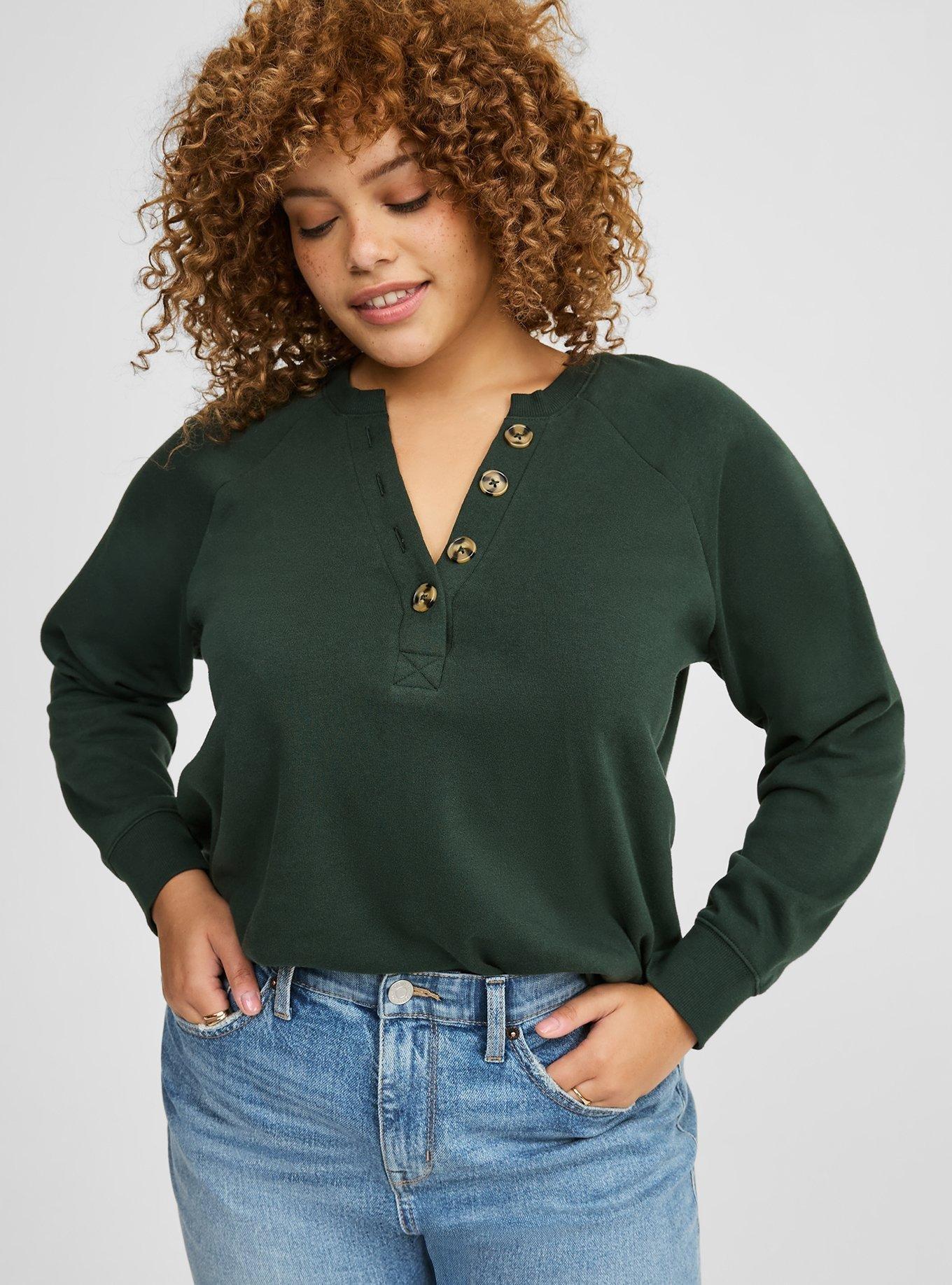Cozy henley sweatshirt sale