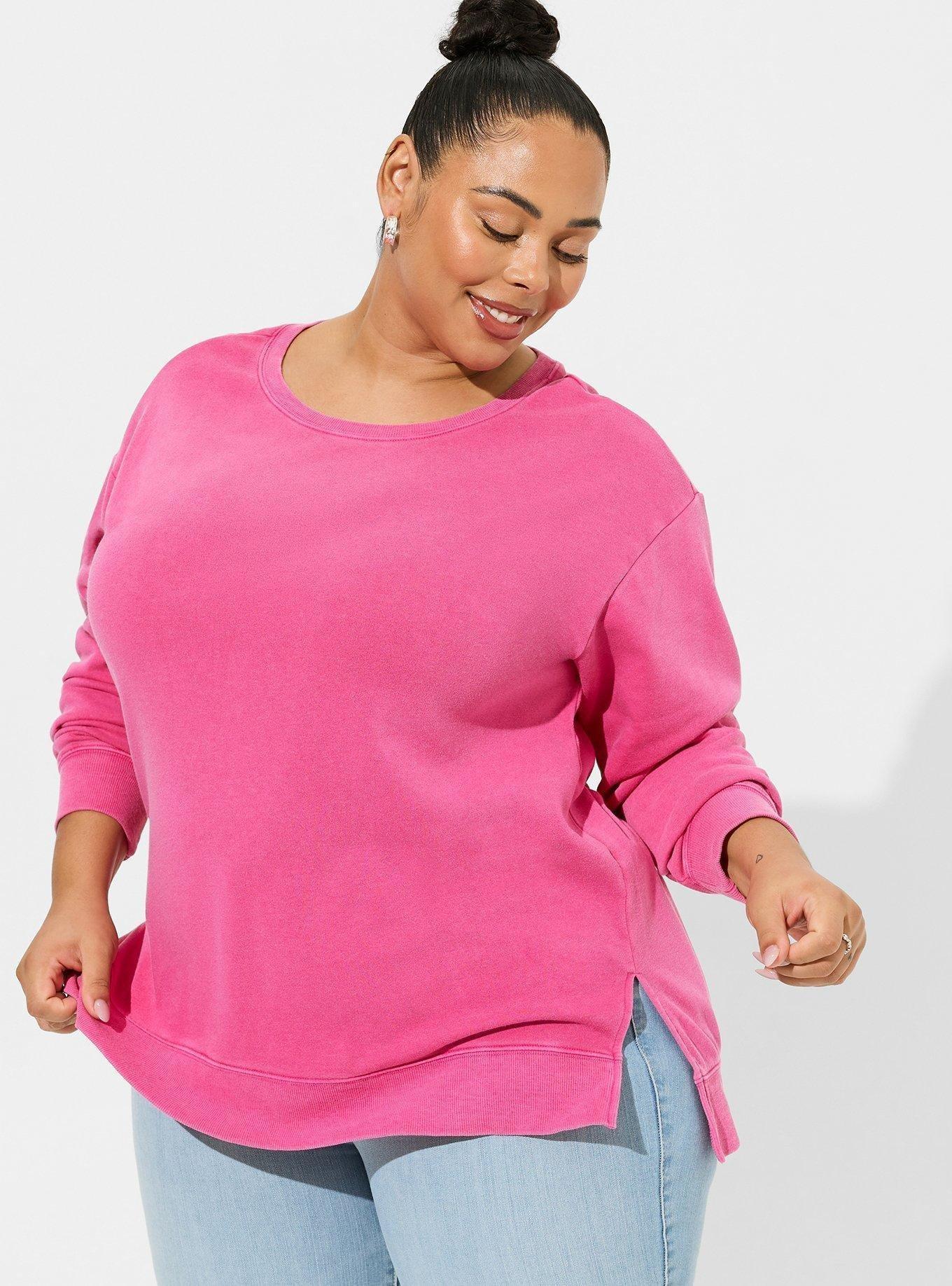 Plus Size - Cozy Fleece Drop Shoulder Step Hem Sweatshirt - Torrid