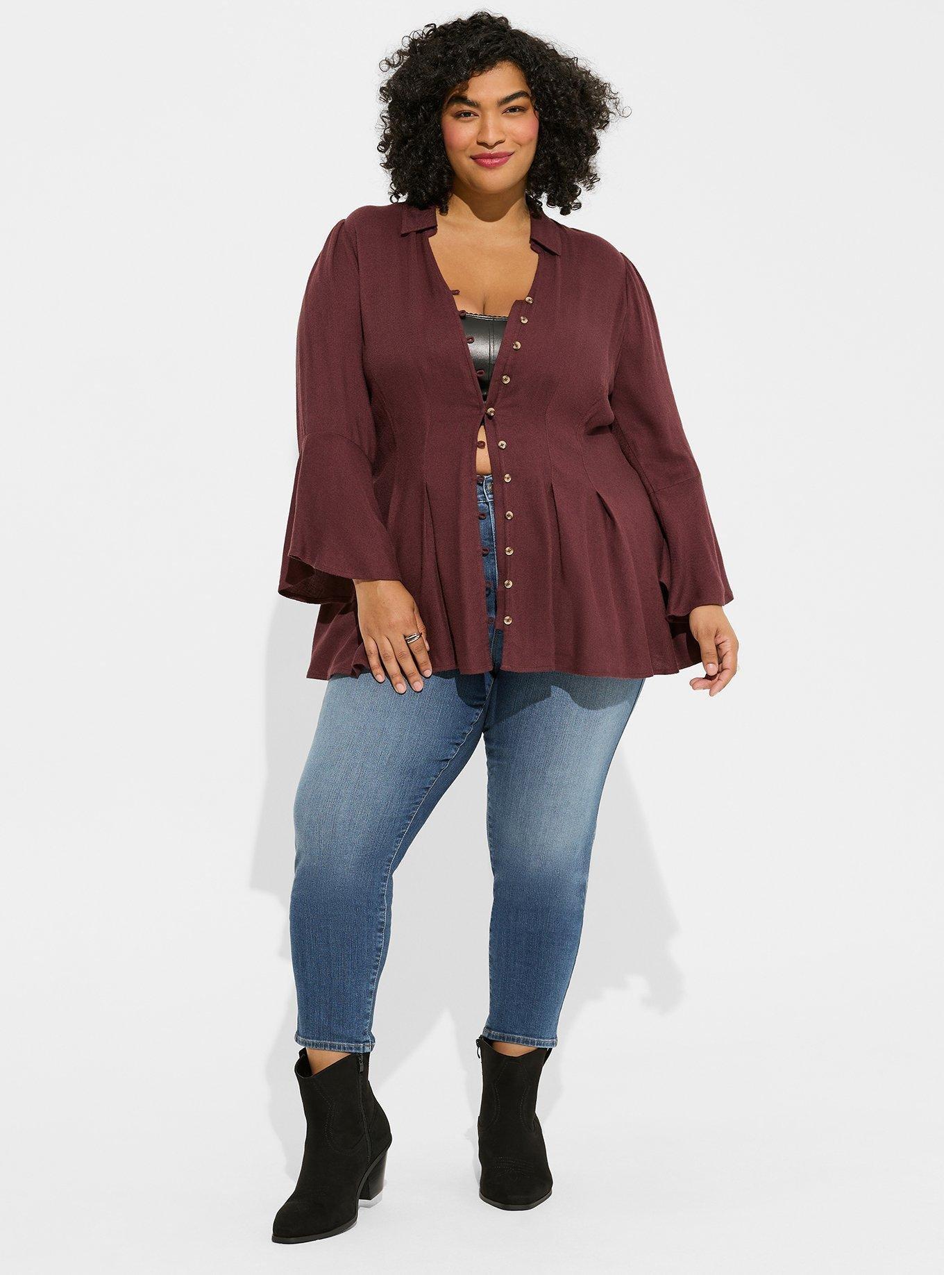 Plus Size - Fit & Flare Brushed Rayon Acrylic Top - Torrid