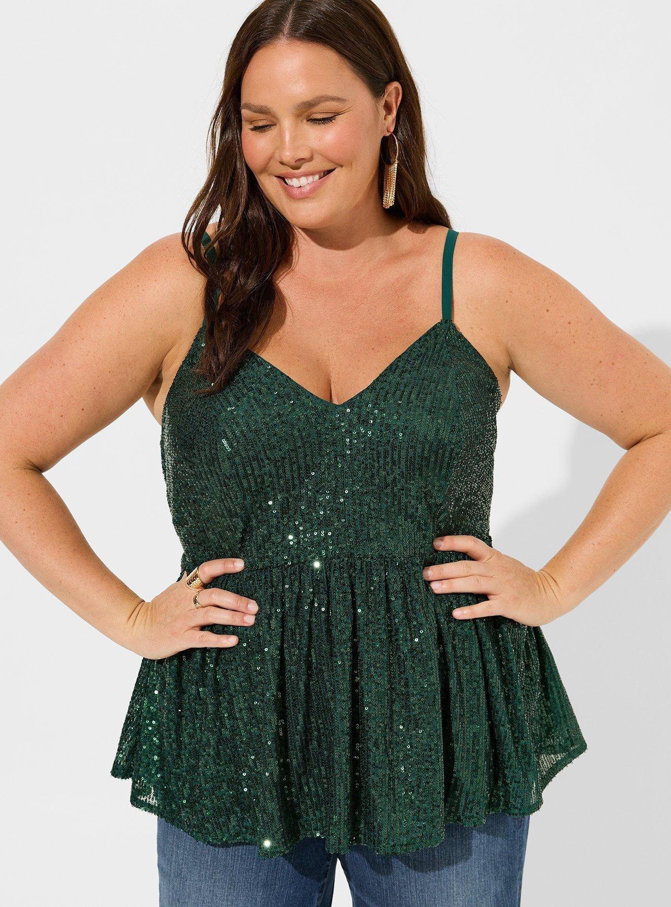 Plus size sequin peplum top hotsell