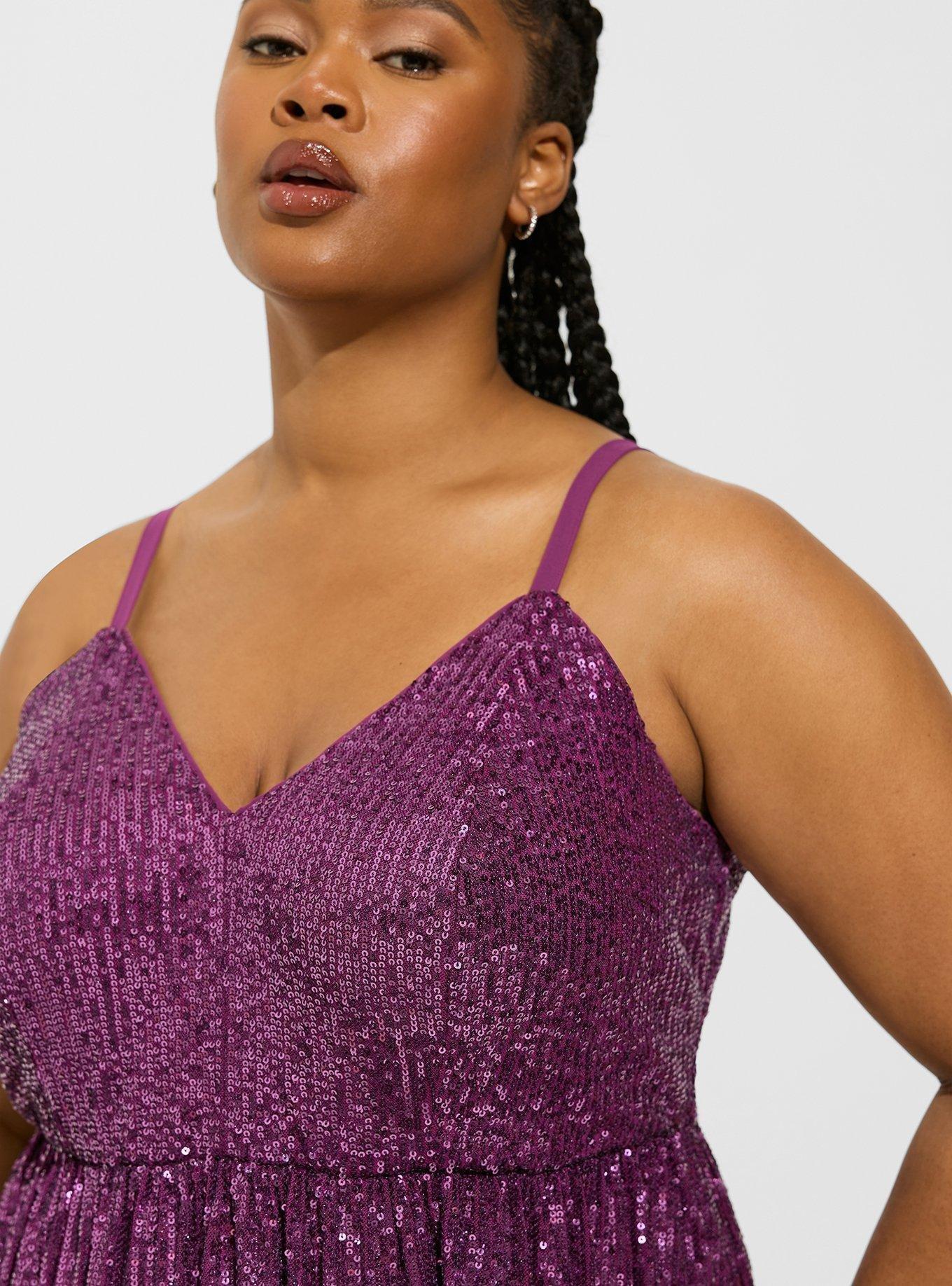 Plus Size - Peplum Sequin V-Neck Tank - Torrid