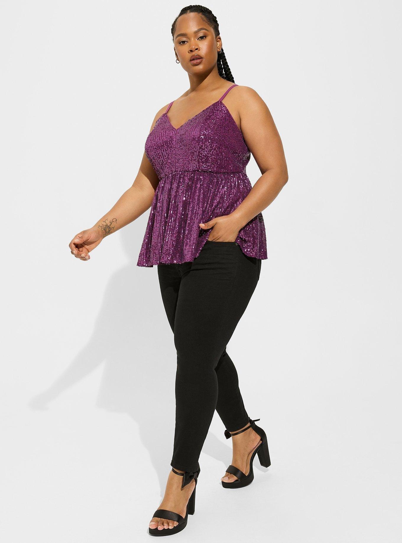 Peplum Sequin V-Neck Tank