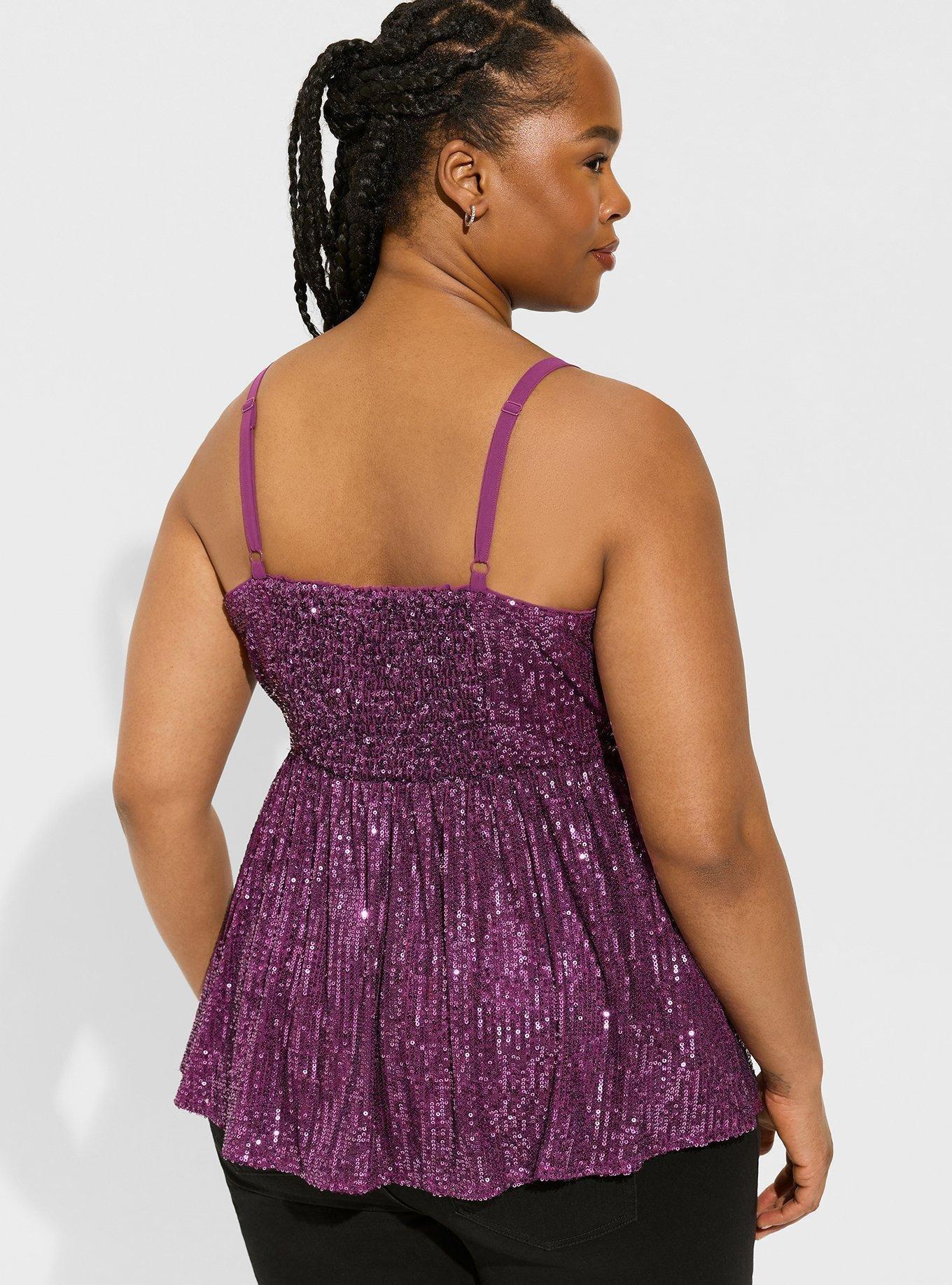 Urban Planet Women's V-Neck Sequin Peplum Tank 