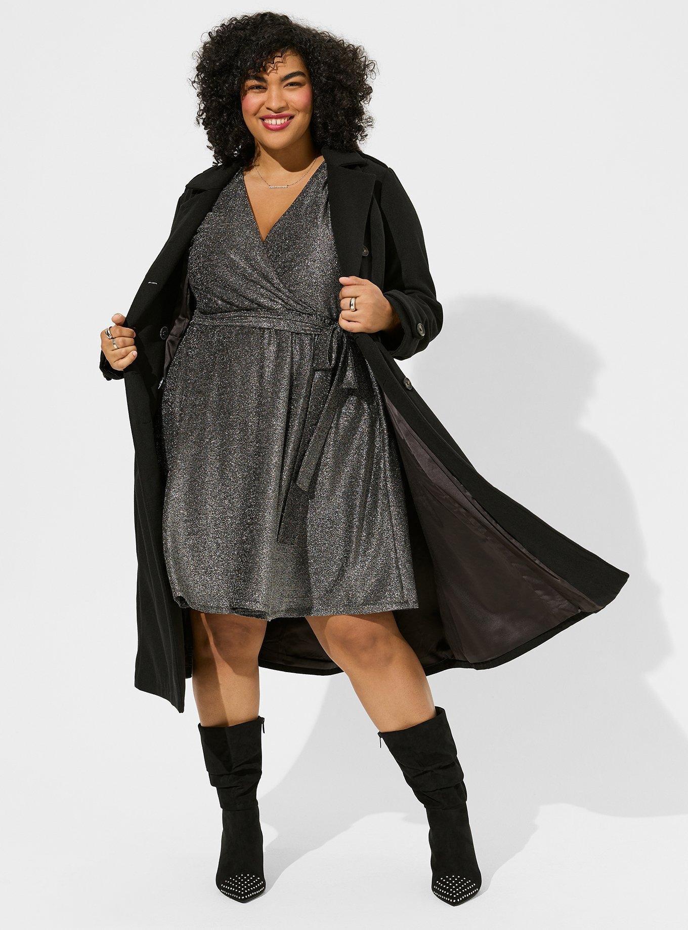 Mini Glitter Lurex Surplice Tiered Dress, SILVER, hi-res