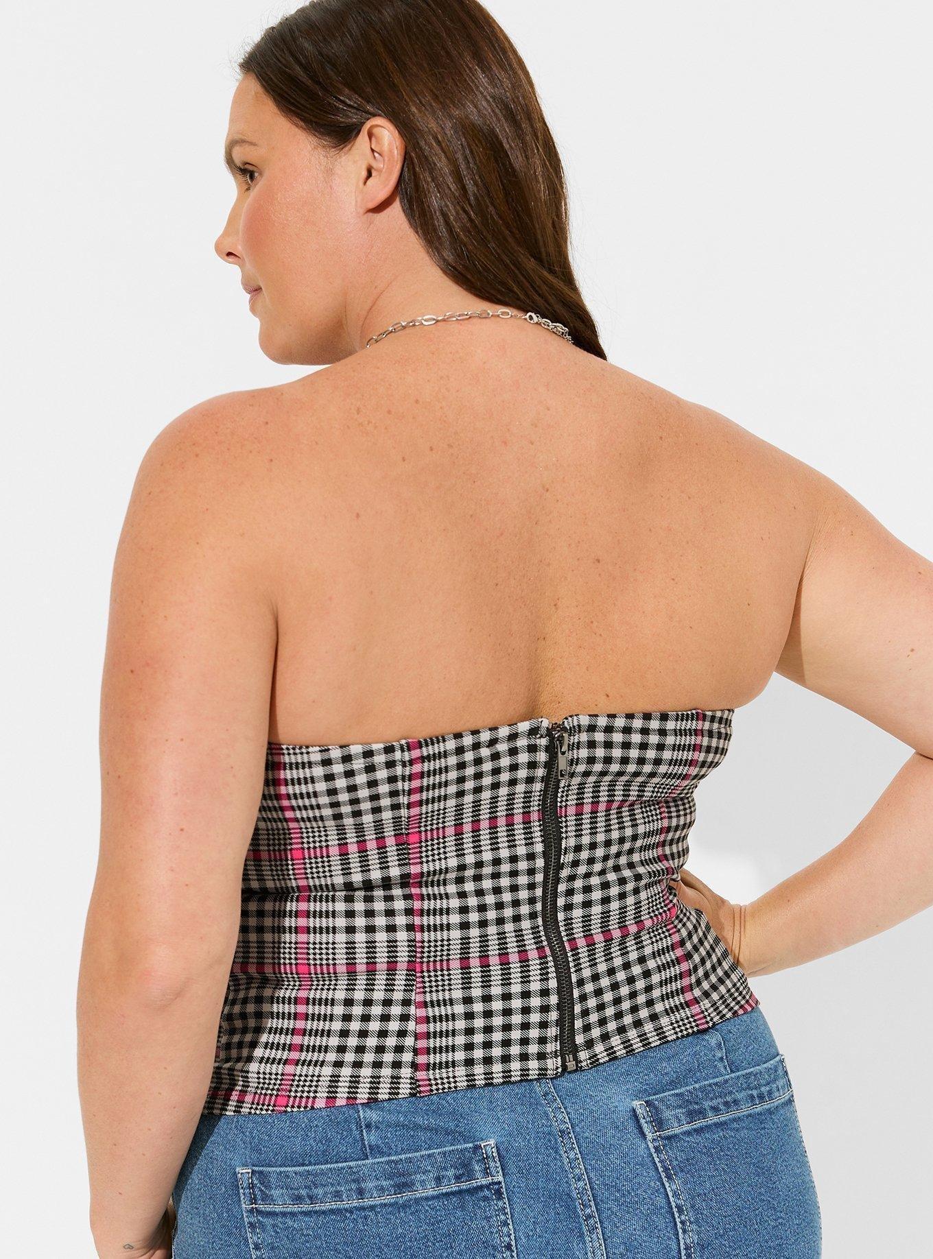 Ponte Sweetheart Tube Top, PARKER PLAID, alternate