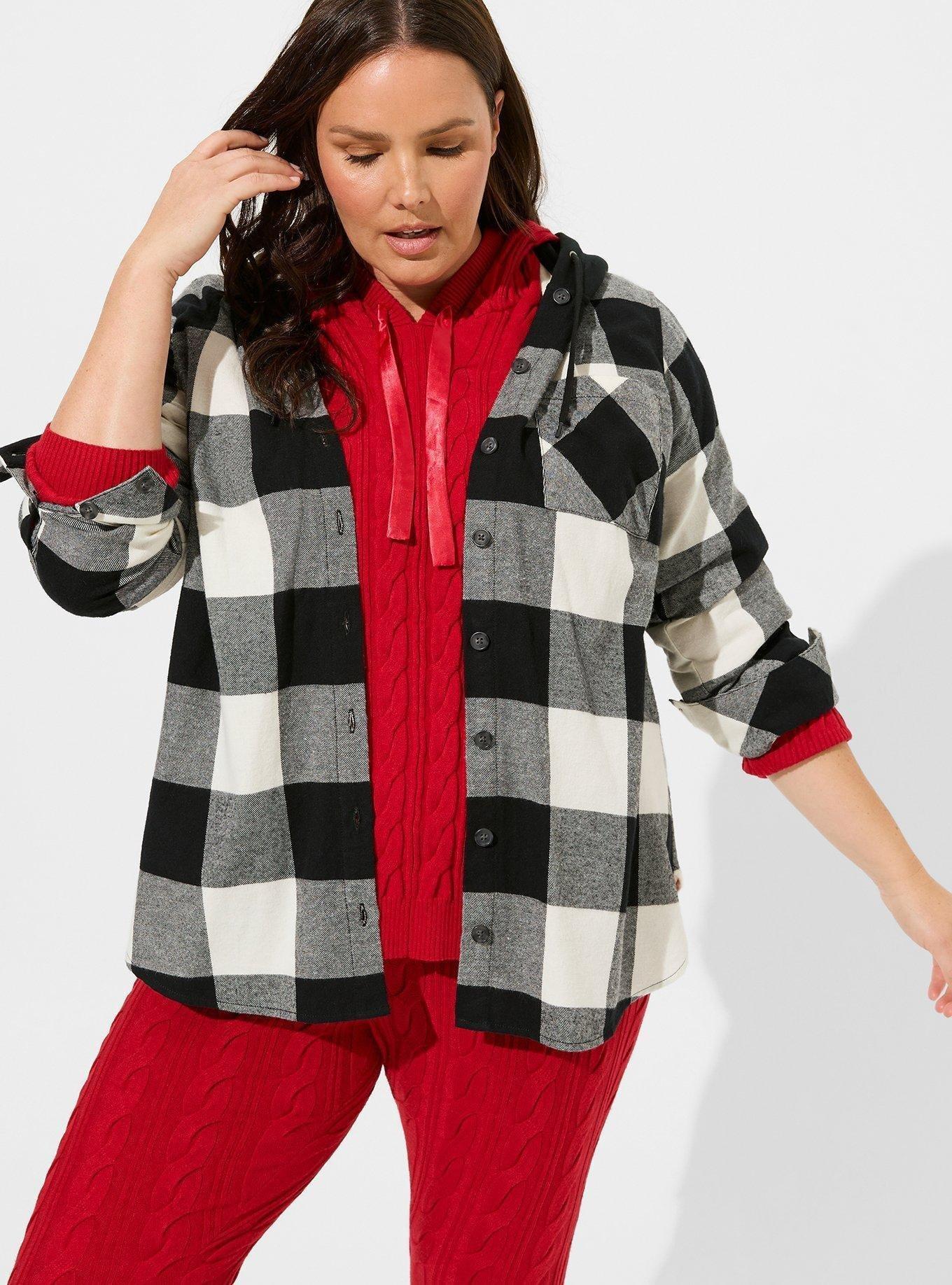 Plus size flannel hoodie best sale