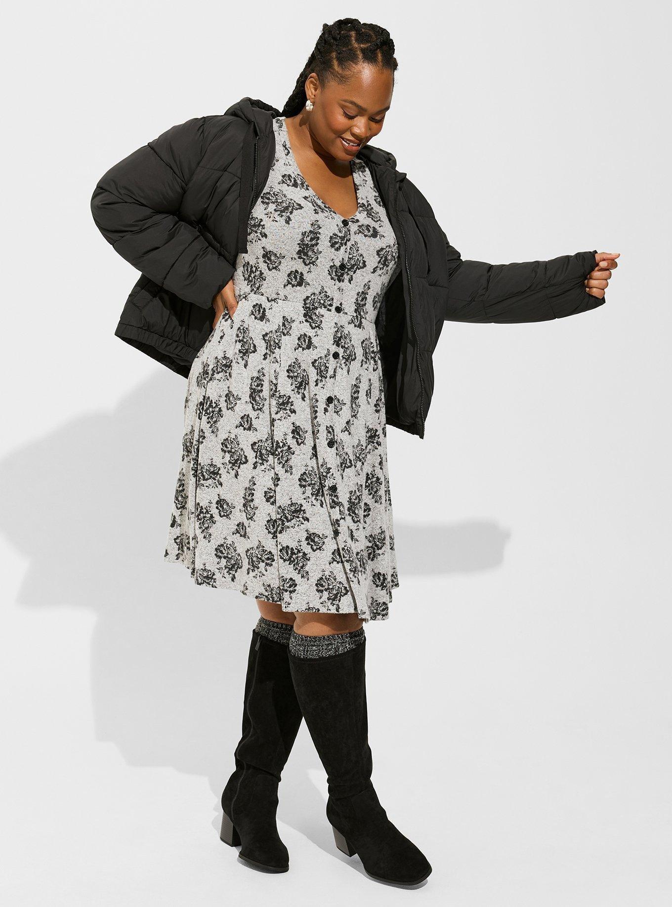 Women's Knee Length Hacci Tunic with Fleece Lined Leggings. Plus Sizes  Available