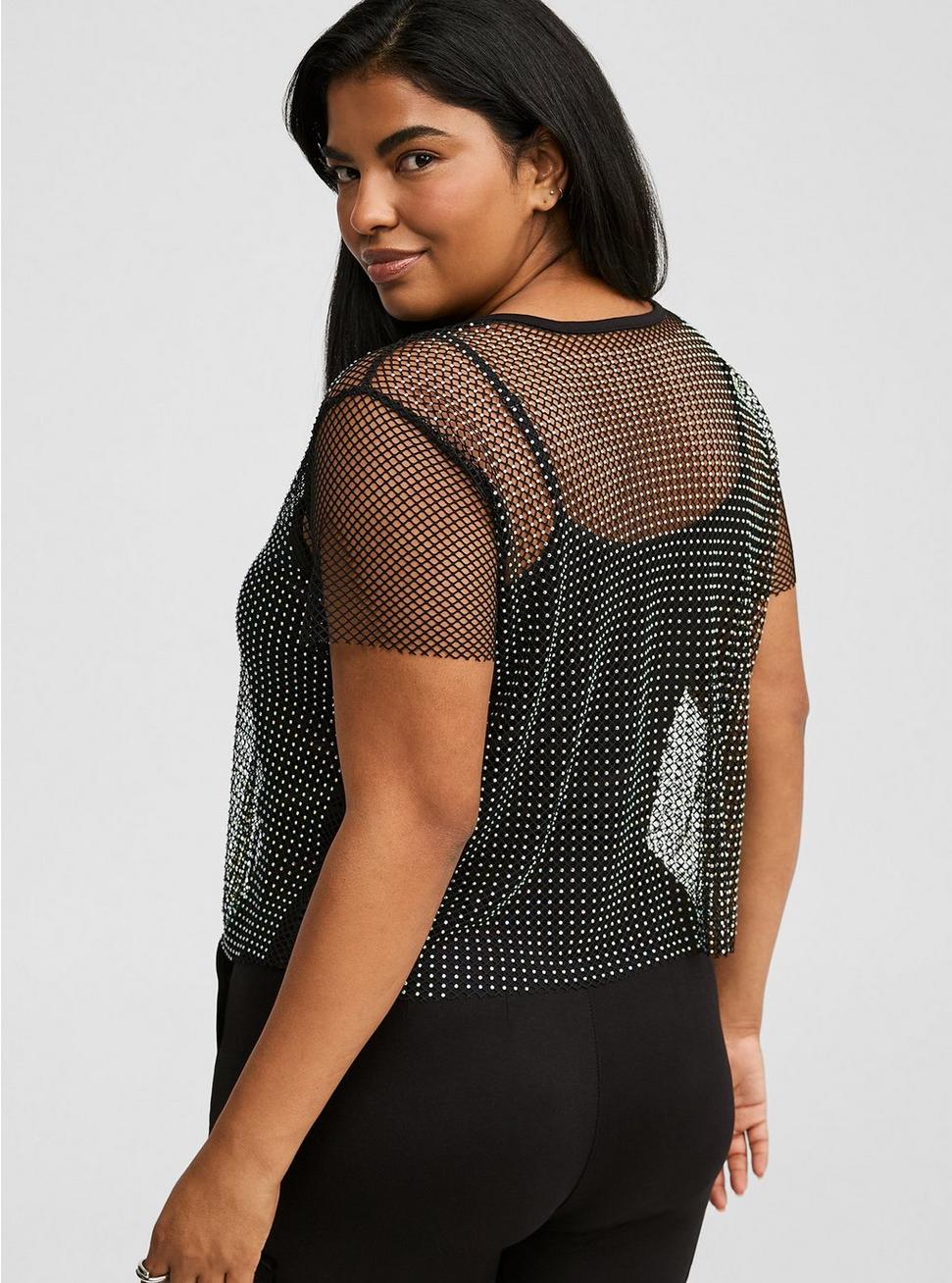 Plus Size - Bedazzled Mesh Boxy Crop Top - Torrid Plus Size - Bedazzled Mesh Boxy Crop Top - Torrid