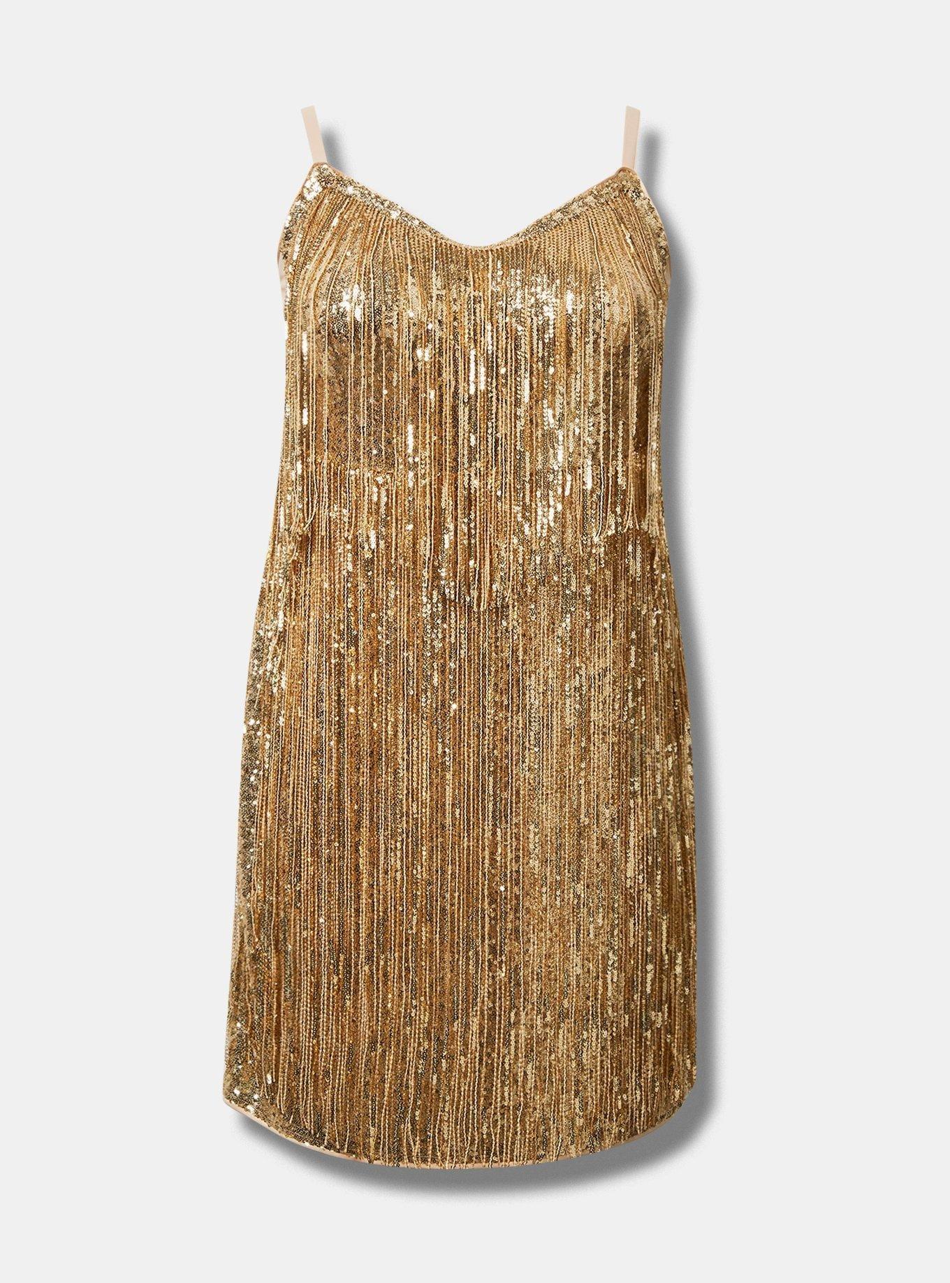 Gold Fringe Cami Dress - Online Womens Clothing Boutique