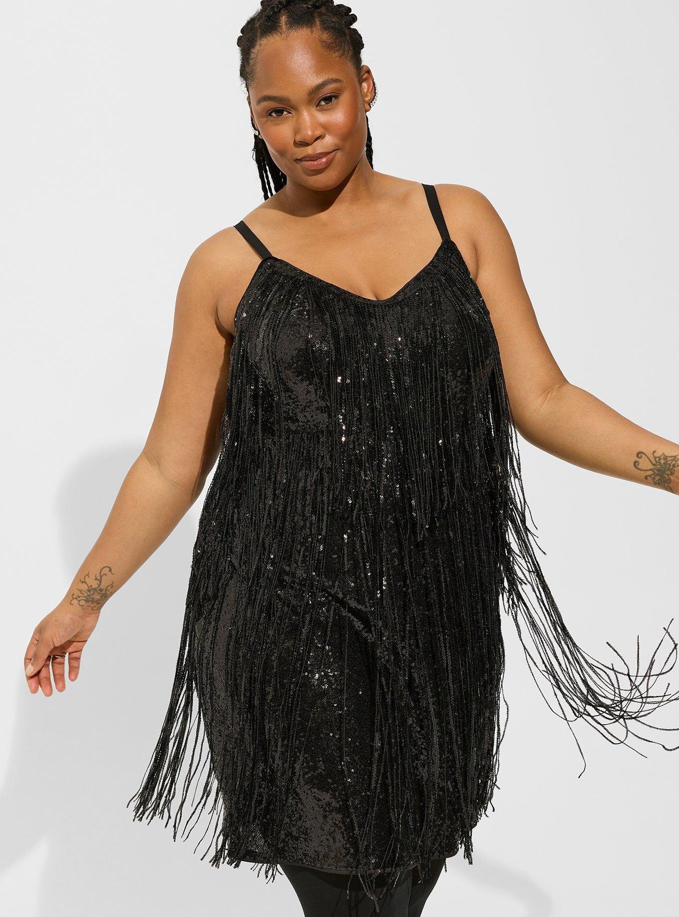 Black fringe dress outlet plus size