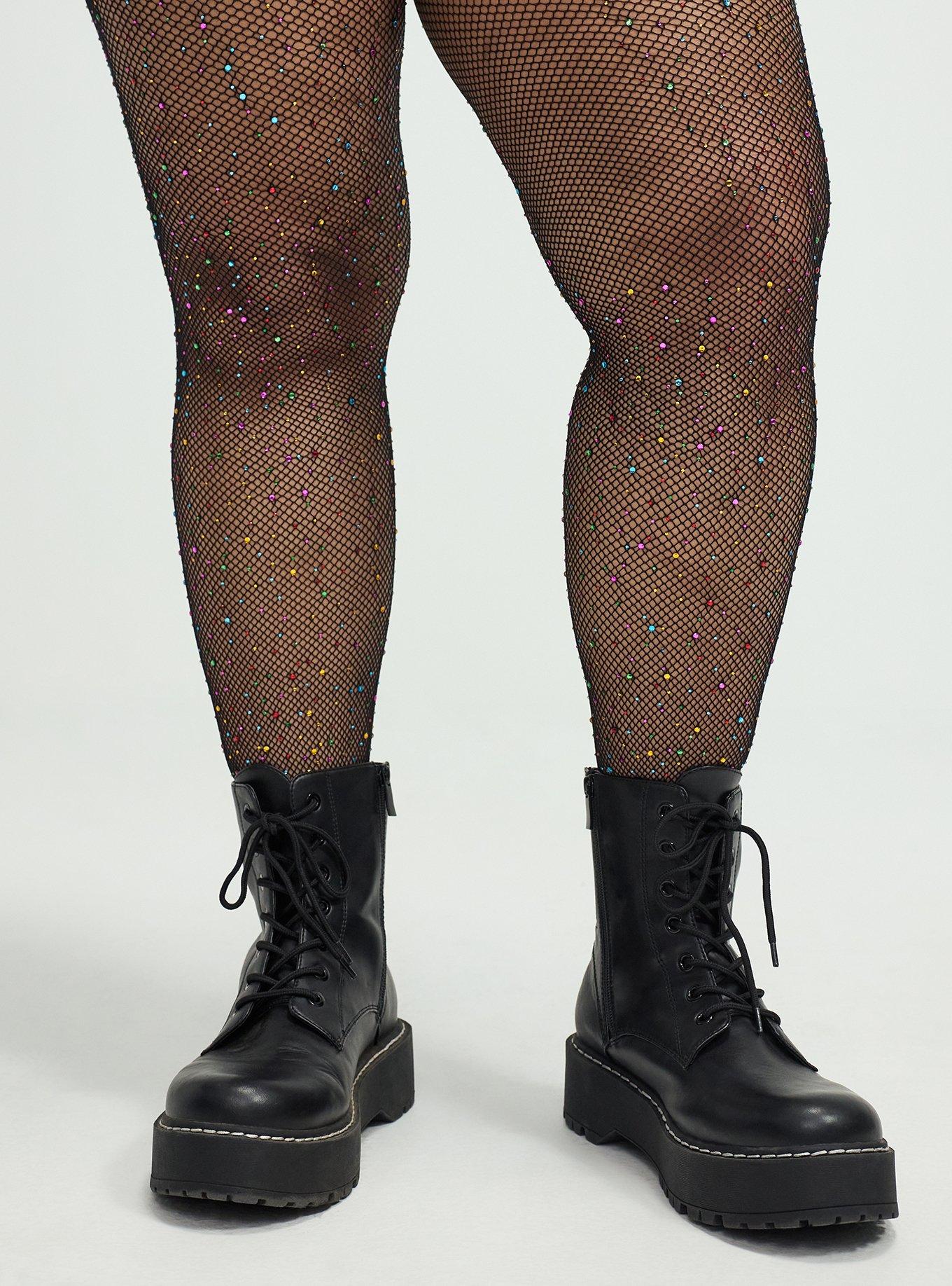 Rhinestone Fishnet Tights, RAINBOW, alternate